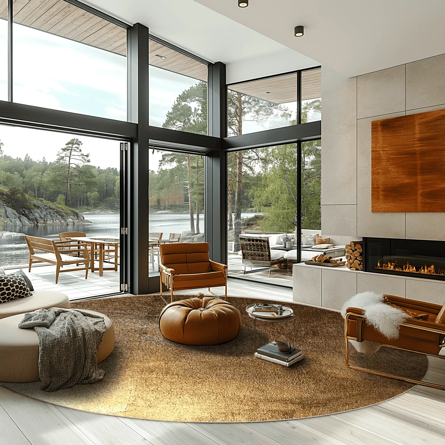 Rond vloerkleed - Oristano (bruin/goud)