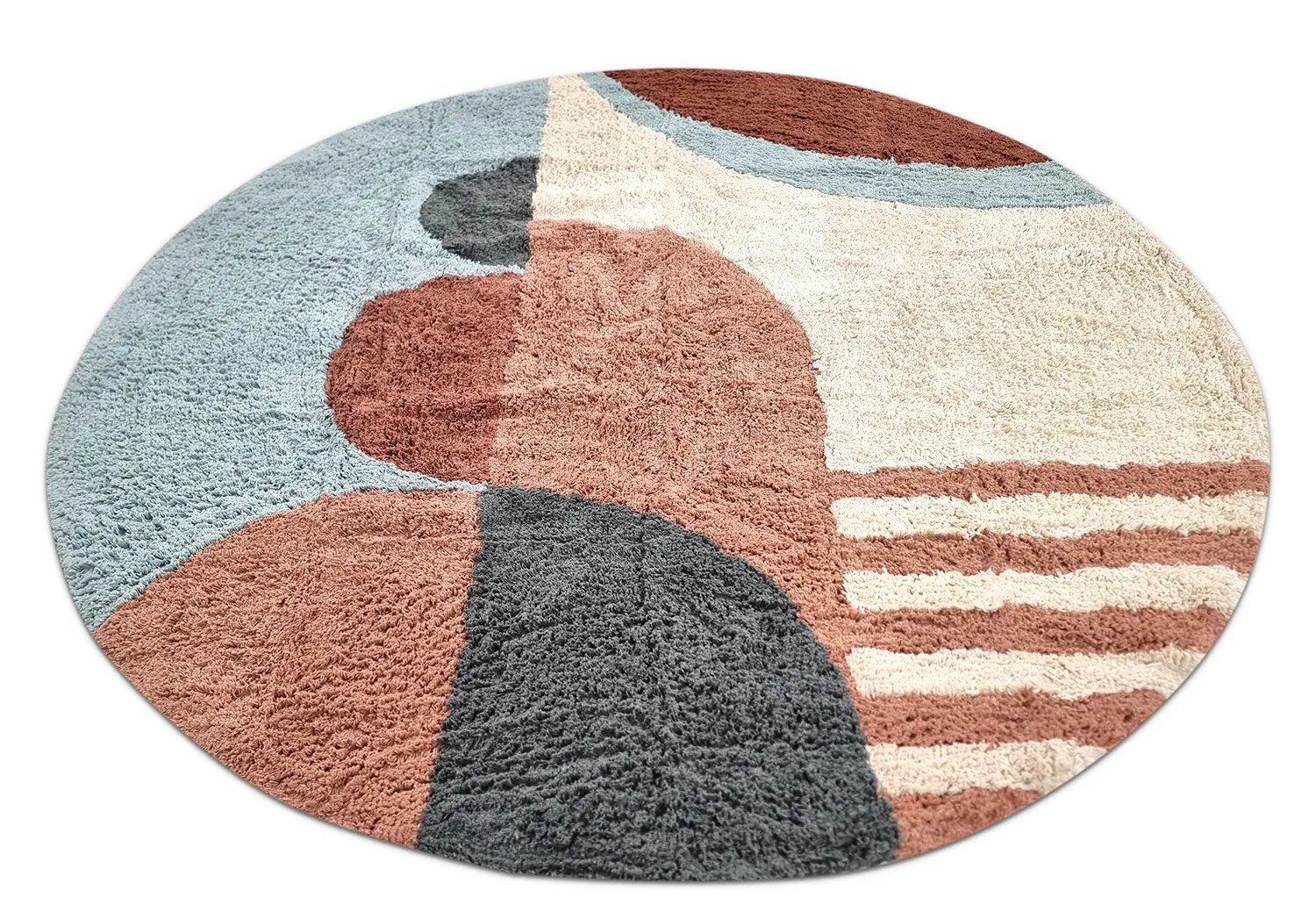 Ronde vloerkleden - Osmery Natural Cotton Shaggy (multi)