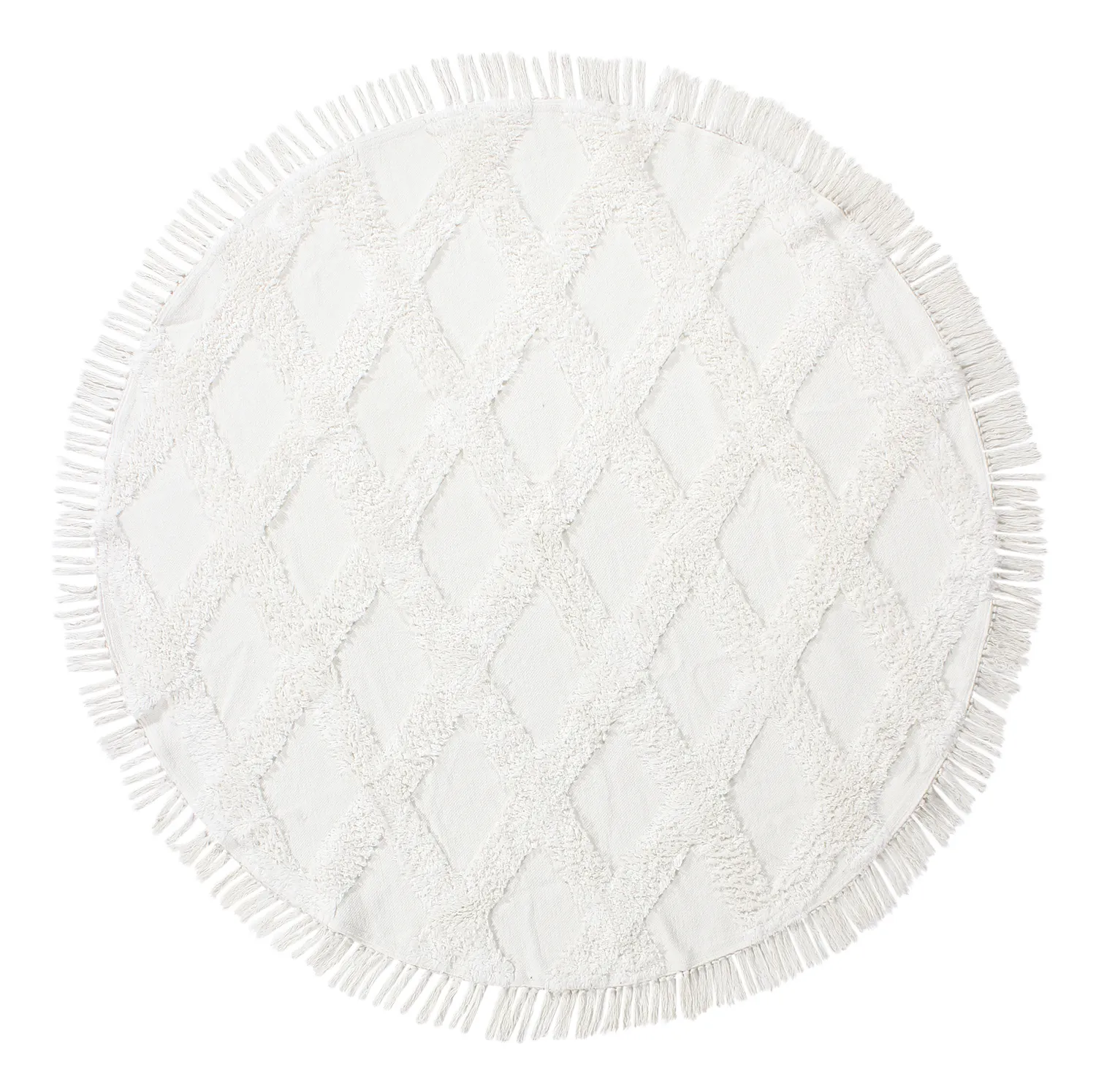Ronde vloerkleden - Pamplona Natural Cotton Shaggy (offwhite)