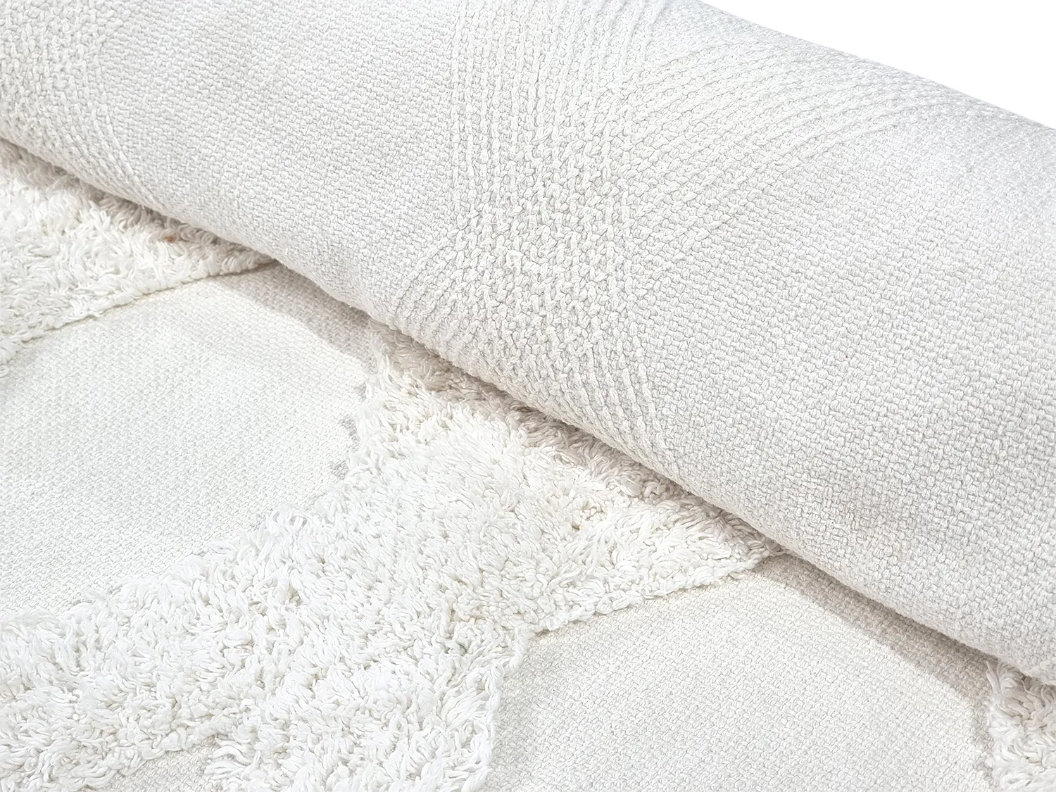 Ronde vloerkleden - Pamplona Natural Cotton Shaggy (offwhite)