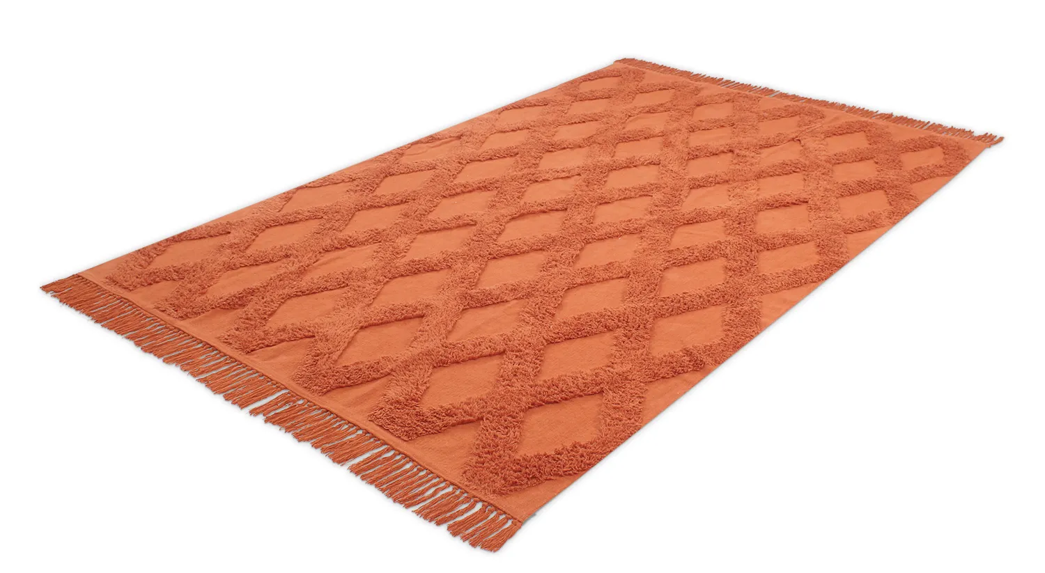 Hoogpolig vloerkleed - Pamplona Natural Cotton Shaggy (terracotta)