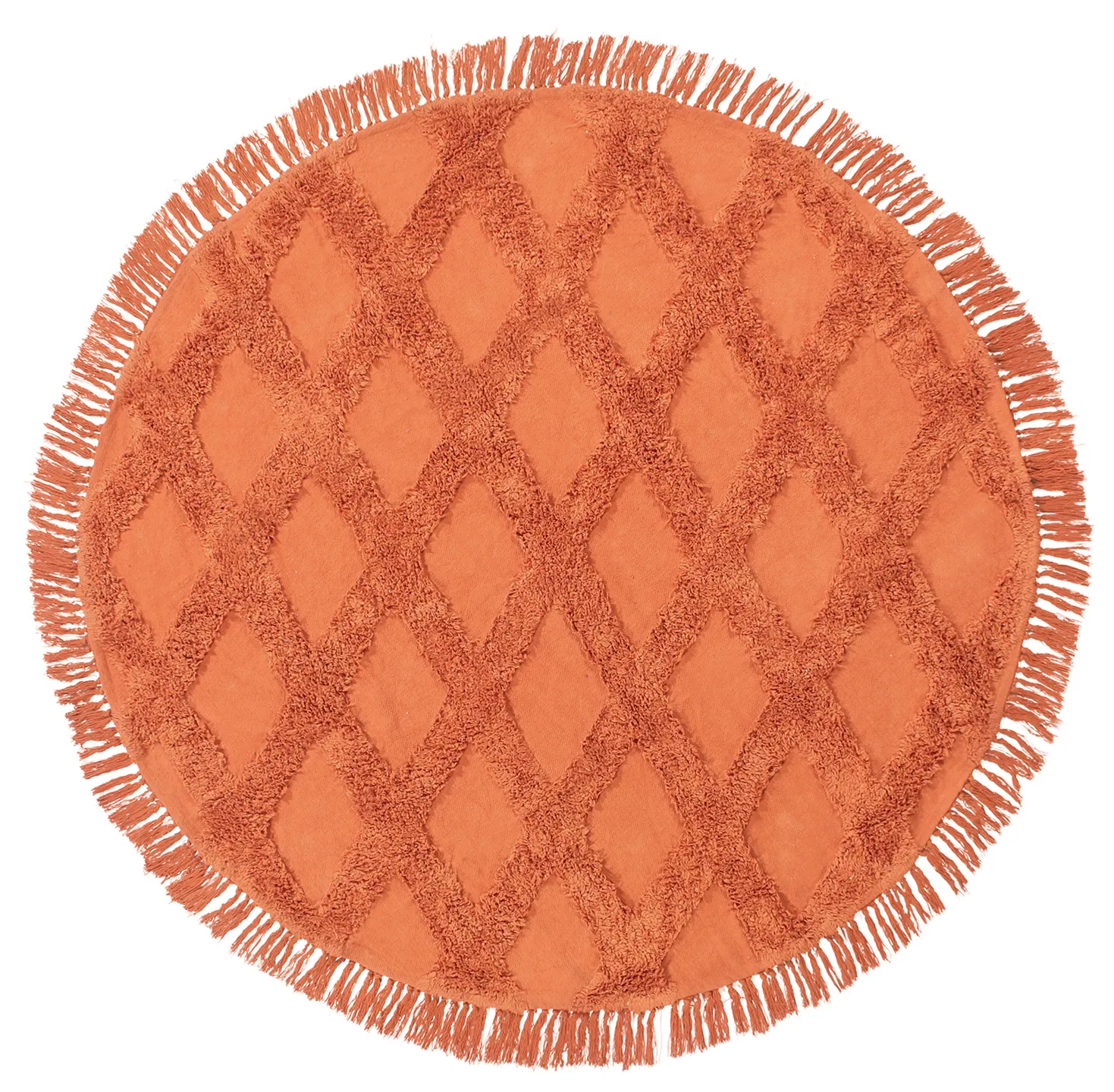 Ronde vloerkleden - Pamplona Natural Cotton Shaggy (terracotta)