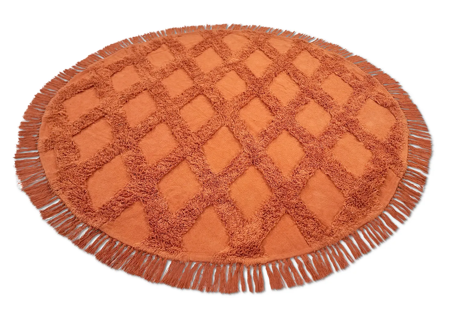 Ronde vloerkleden - Pamplona Natural Cotton Shaggy (terracotta)