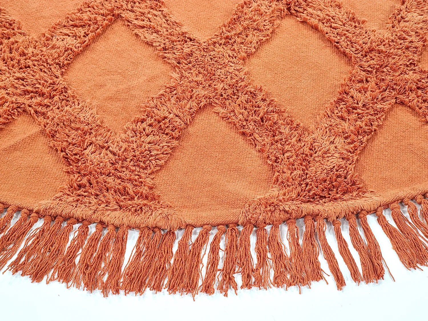 Ronde vloerkleden - Pamplona Natural Cotton Shaggy (terracotta)