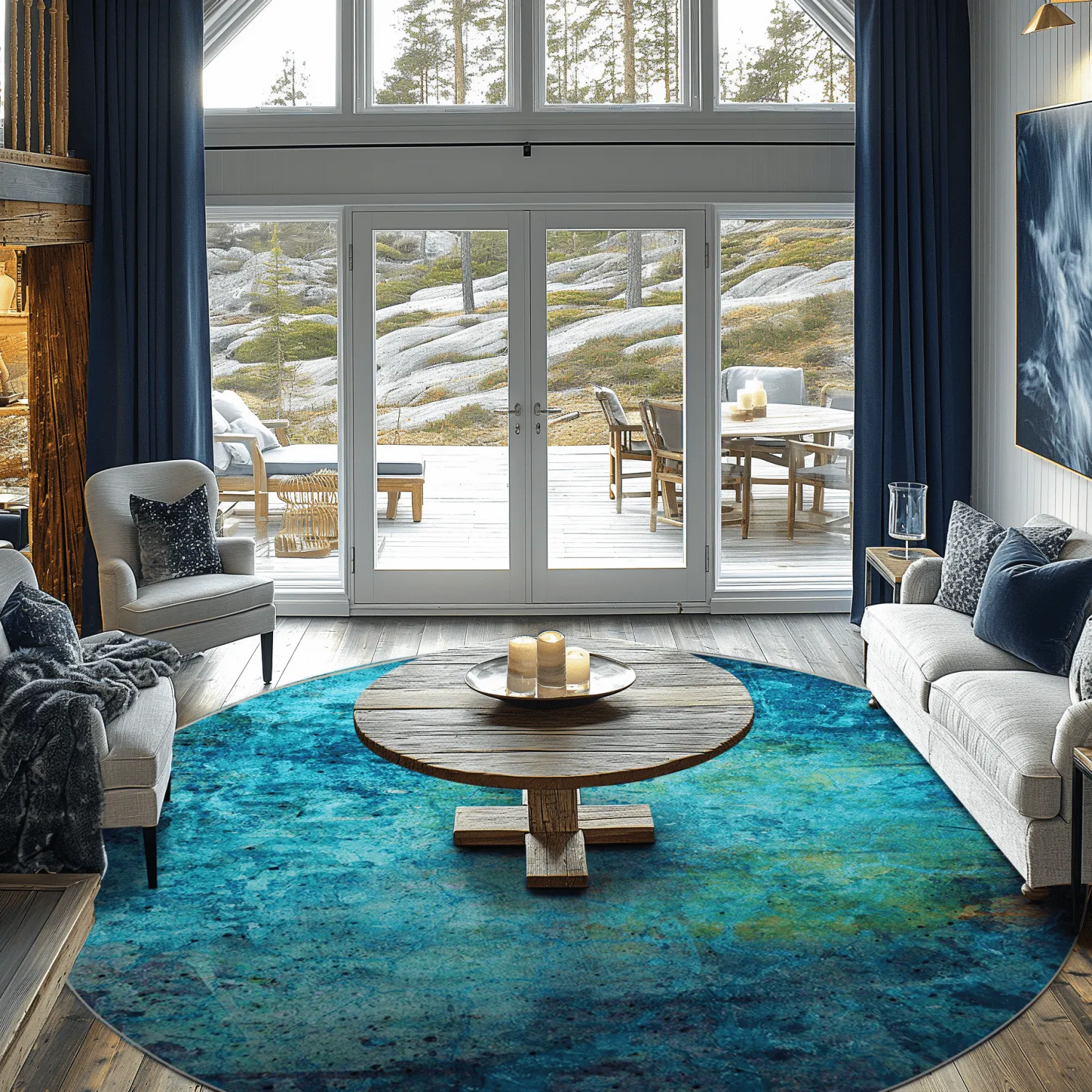 Rond vloerkleed - Pardos (blå)