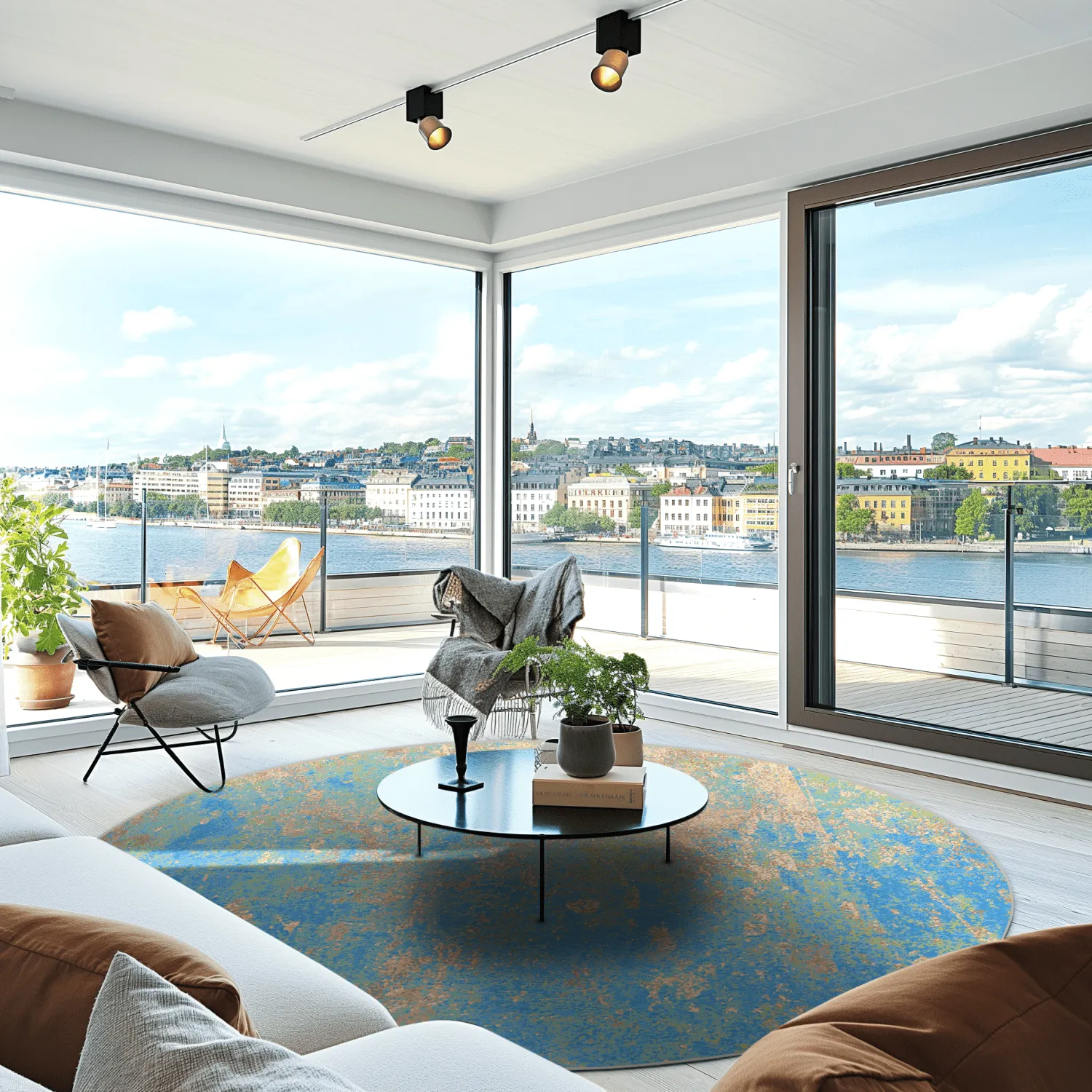 Rond vloerkleed - Pavoa (blauw)