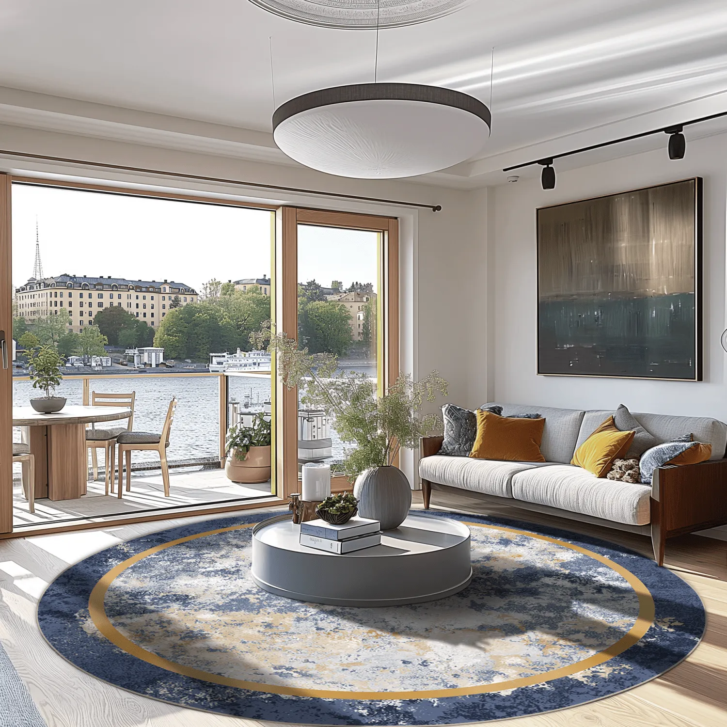 Rond vloerkleed - Peri (blauw/multi)