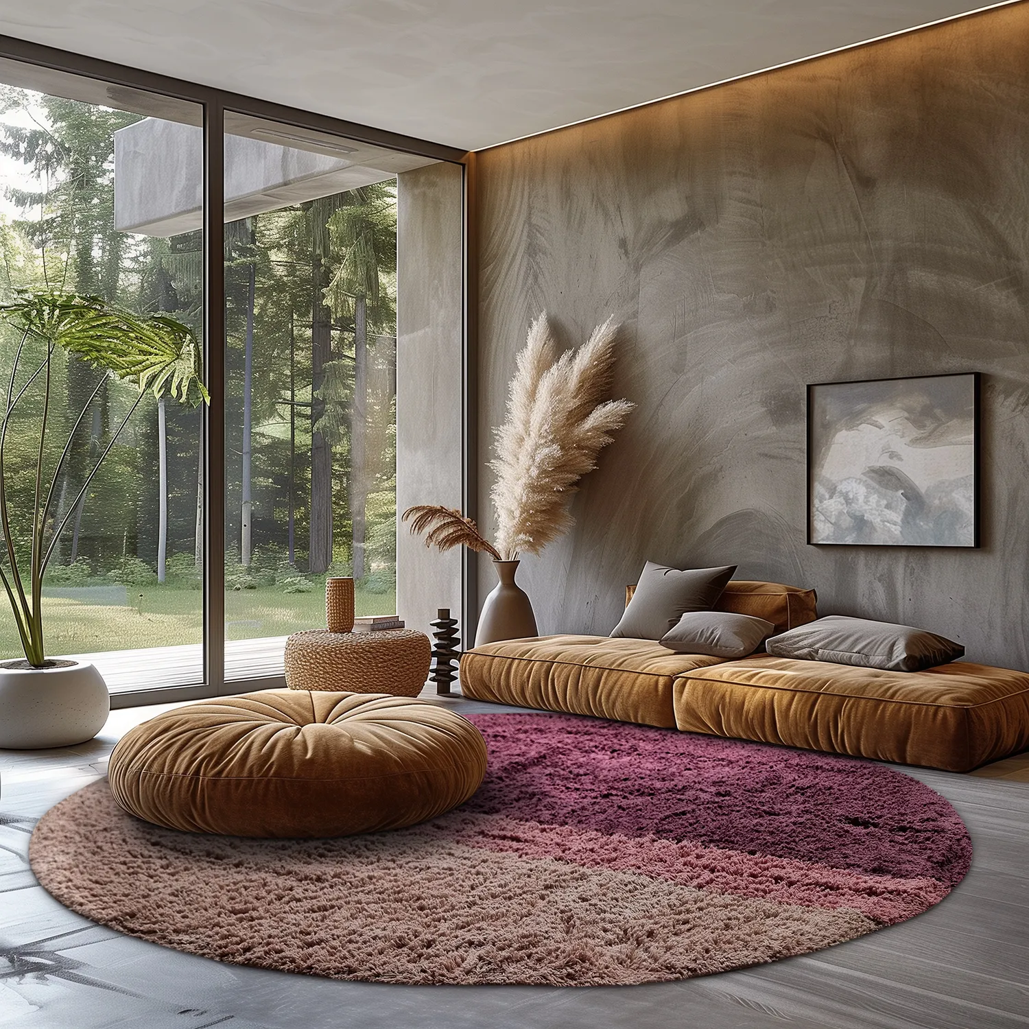 Ronde vloerkleden - Pione Natural Cotton Shaggy (roze)