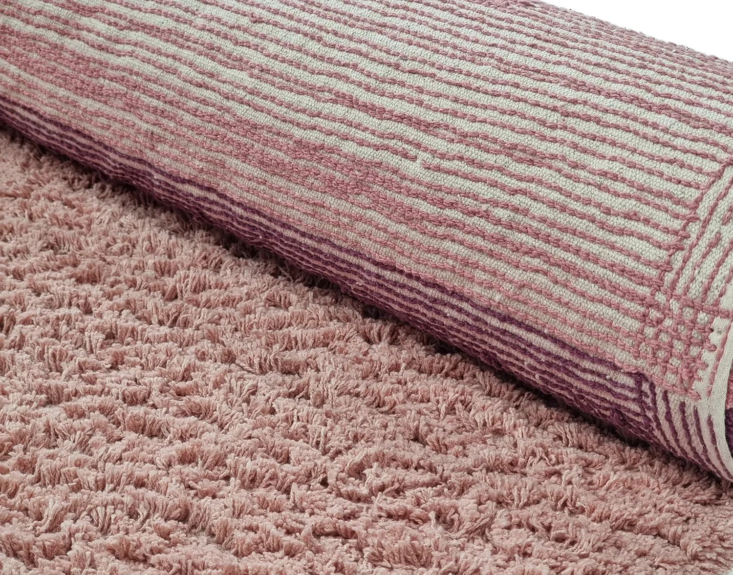 Ronde vloerkleden - Pione Natural Cotton Shaggy (roze)