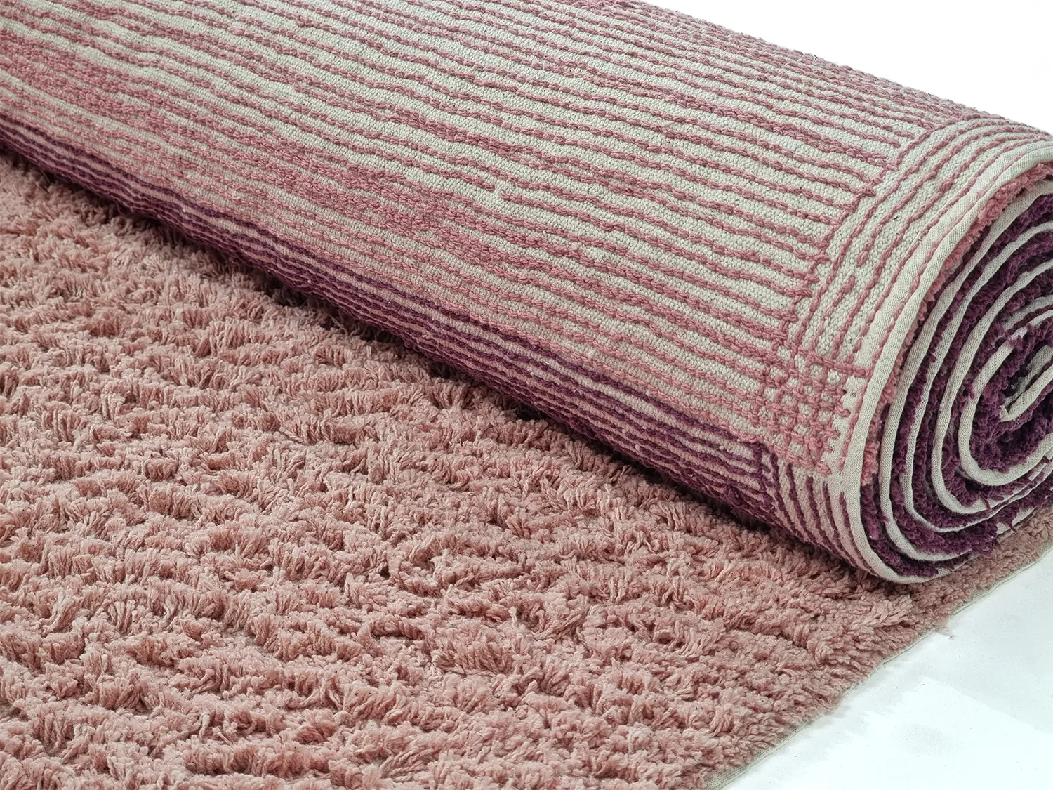 Hoogpolig vloerkleed - Pione Natural Cotton Shaggy (roze)