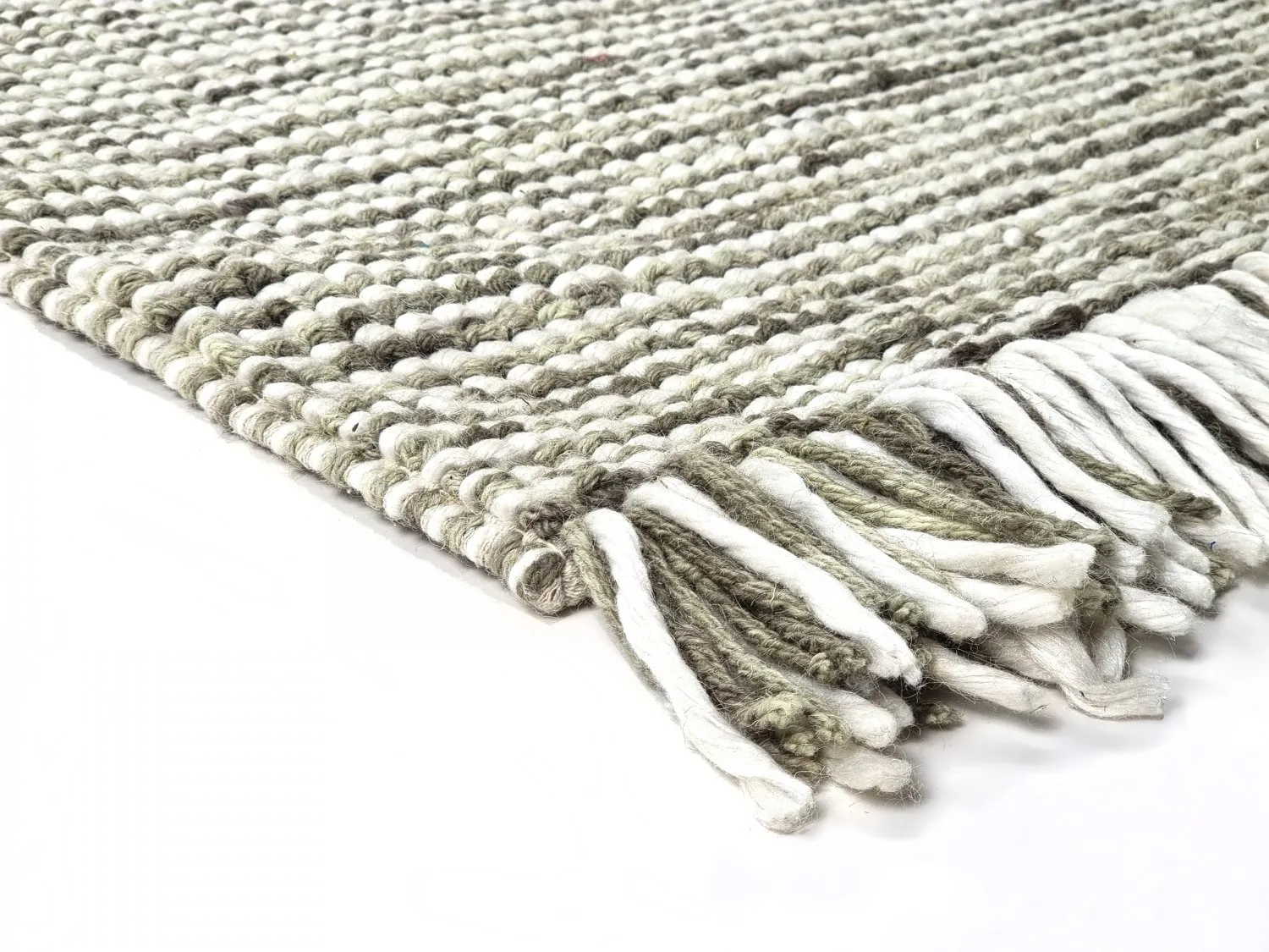 Wollen-vloerkleed - Plockton (grijs/wit/groen)