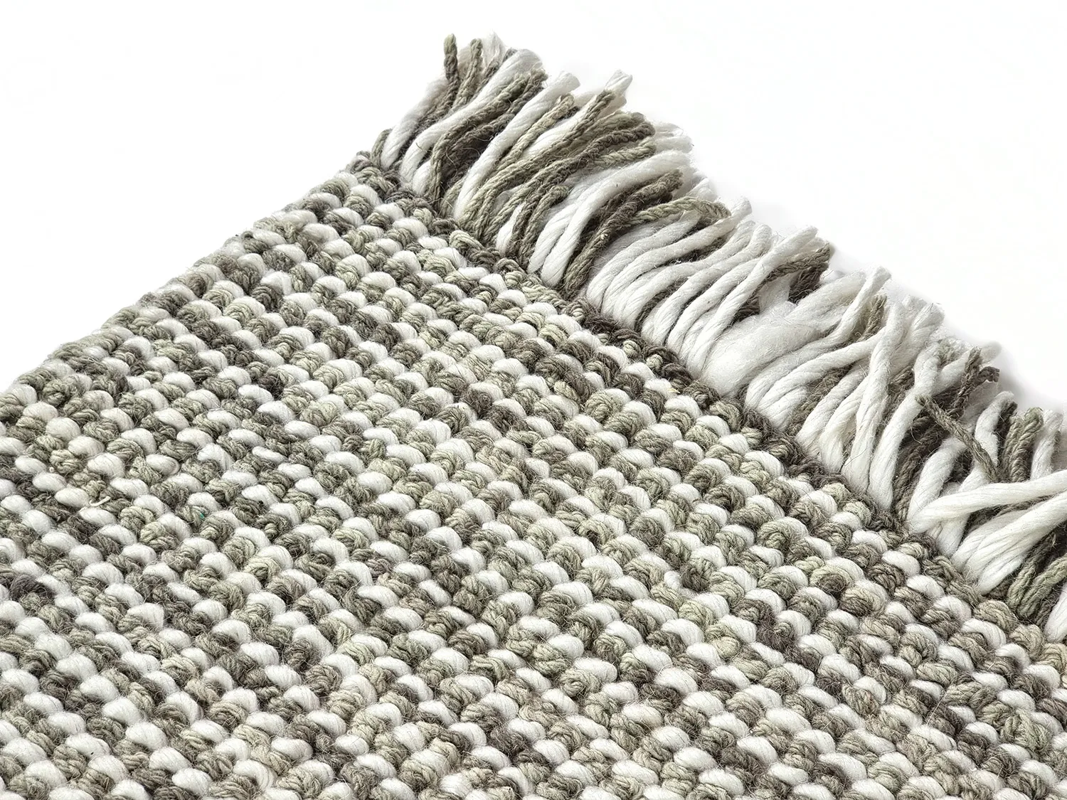 Wollen-vloerkleed - Plockton (grijs/wit/groen)