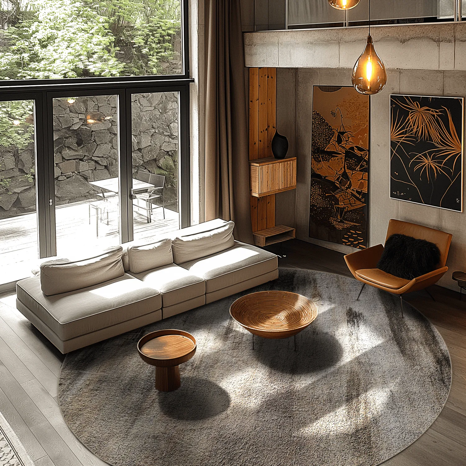 Rond vloerkleed - Polia (grijs/bruin)