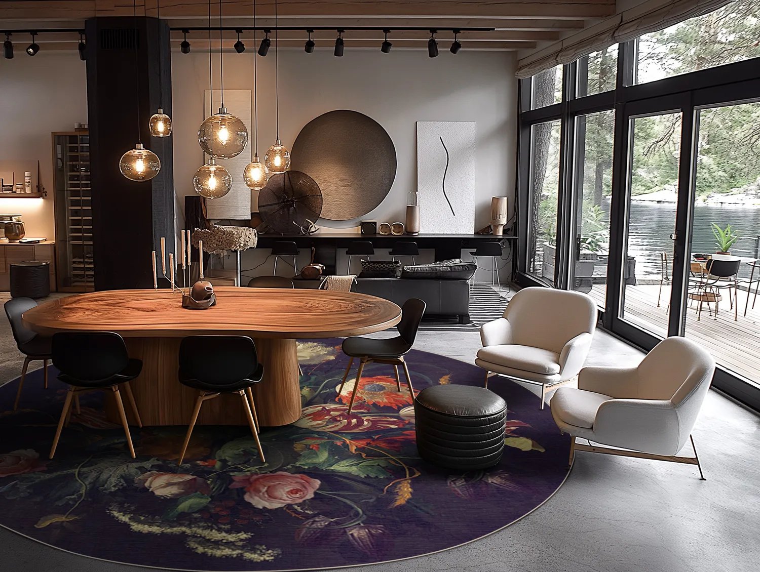 Rond vloerkleed - Rich Flowers (multi)