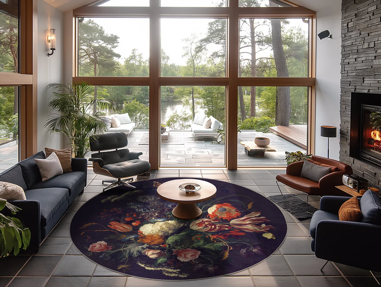 Rond vloerkleed - Rich Flowers (multi)