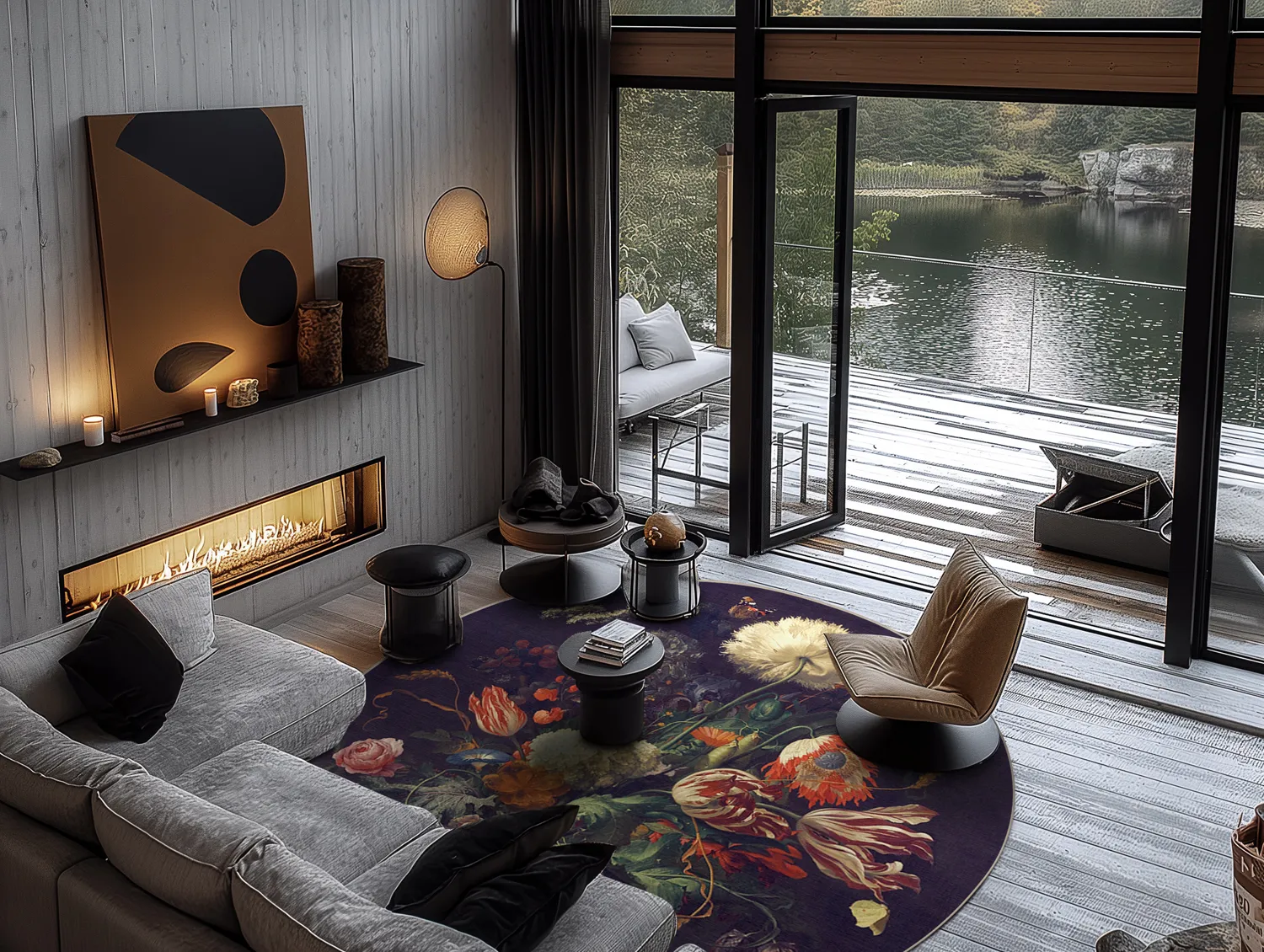 Rond vloerkleed - Rich Flowers (multi)