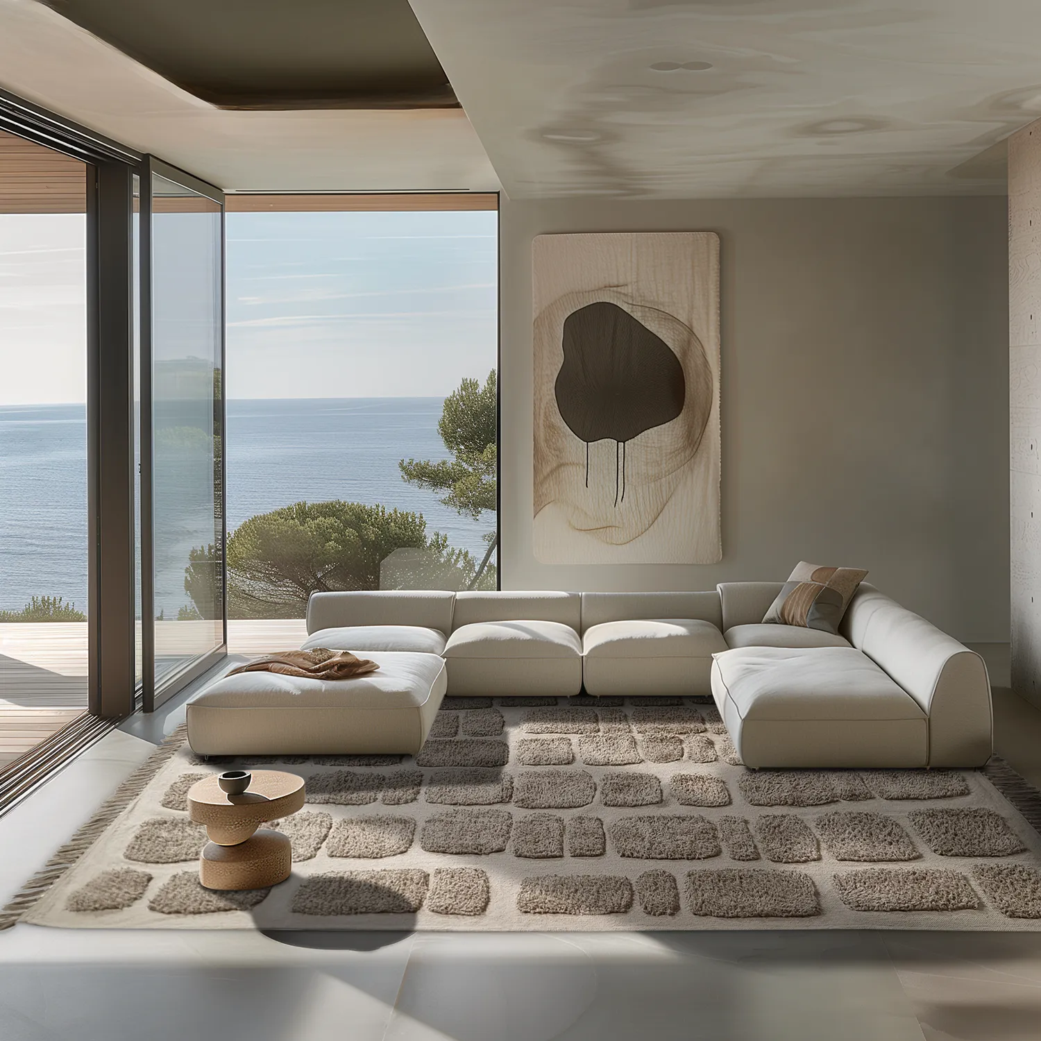 Hoogpolig vloerkleed - Salem Natural Cotton Shaggy (taupe)