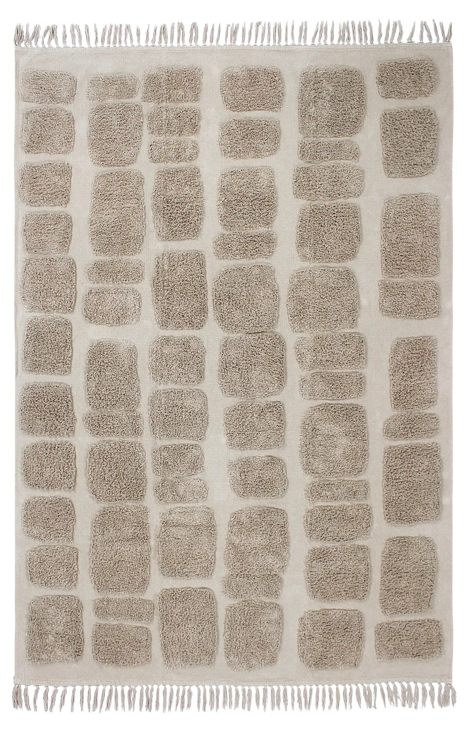 Hoogpolig vloerkleed - Salem Natural Cotton Shaggy (taupe)