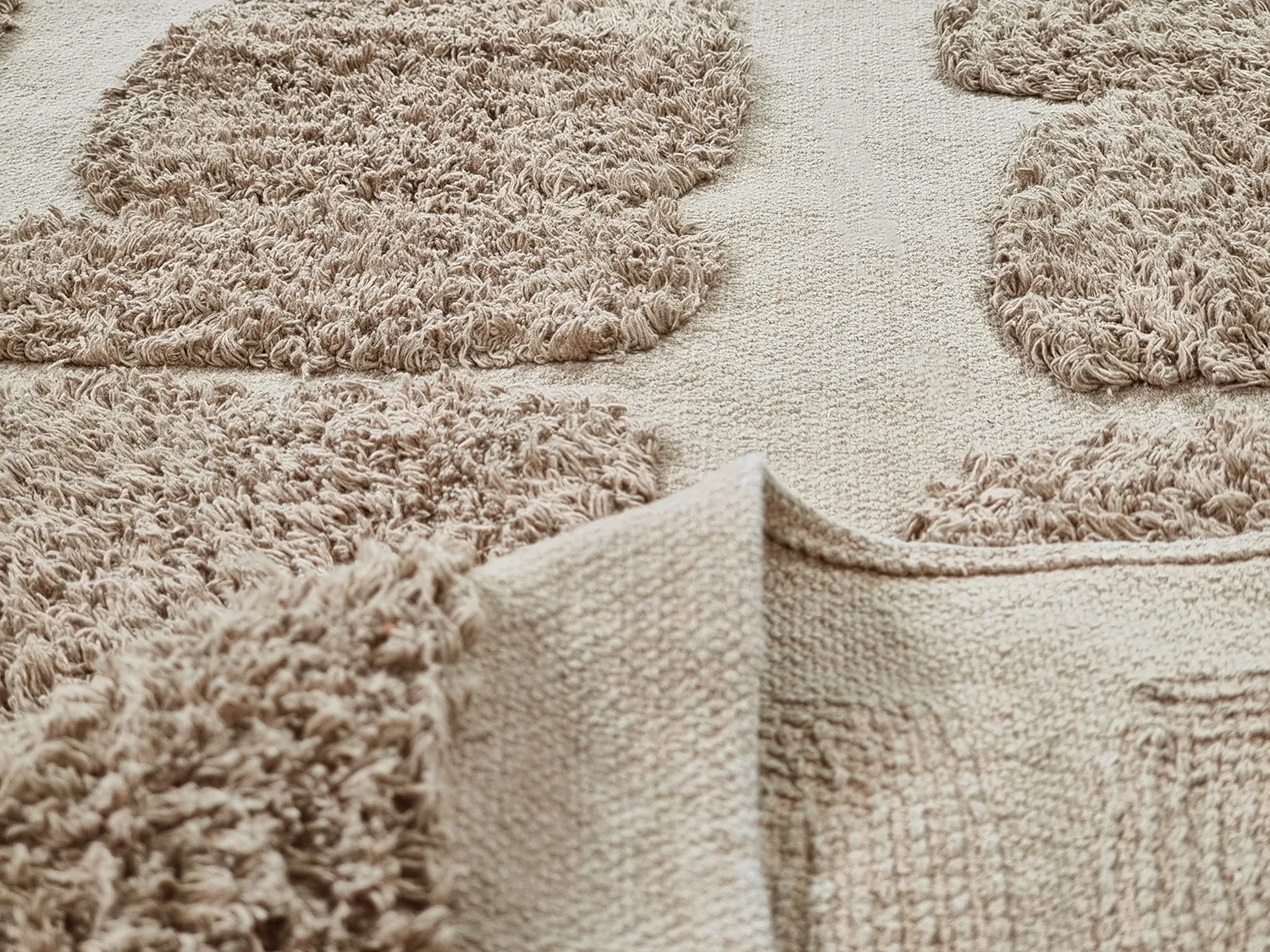 Hoogpolig vloerkleed - Salem Natural Cotton Shaggy (taupe)