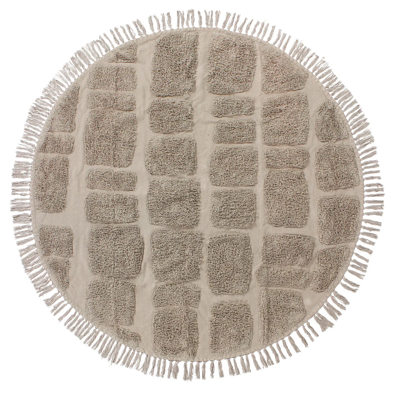 Ronde vloerkleden - Salem Natural Cotton Shaggy (taupe)