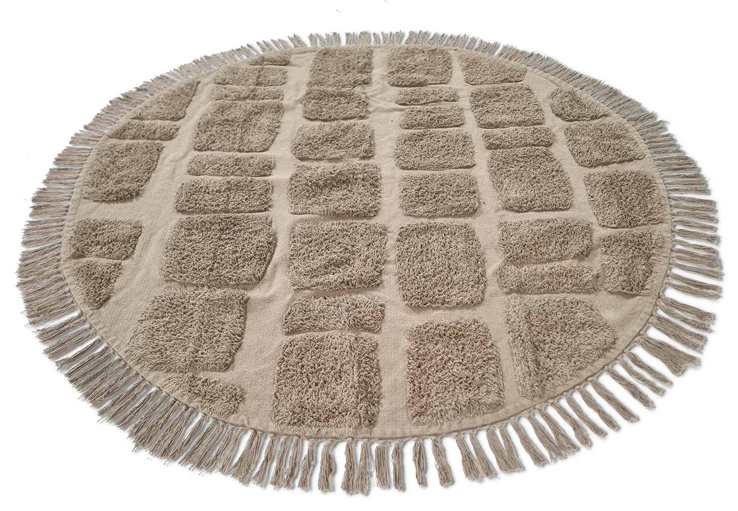 Ronde vloerkleden - Salem Natural Cotton Shaggy (taupe)