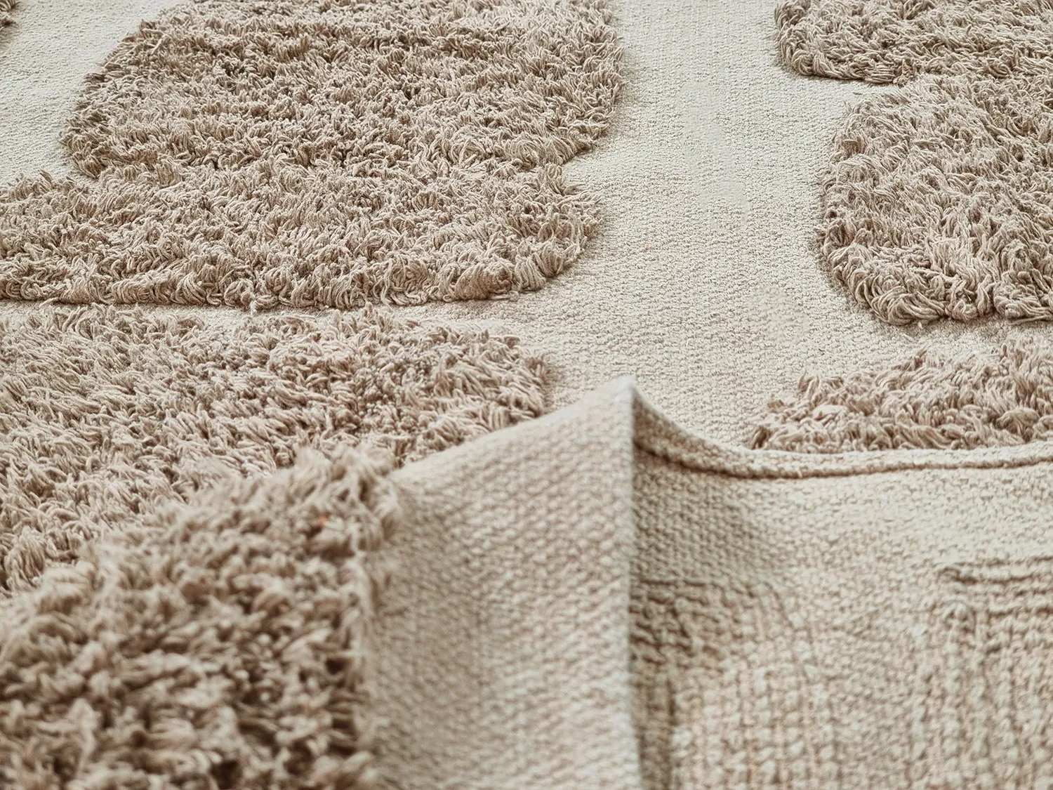 Ronde vloerkleden - Salem Natural Cotton Shaggy (taupe)