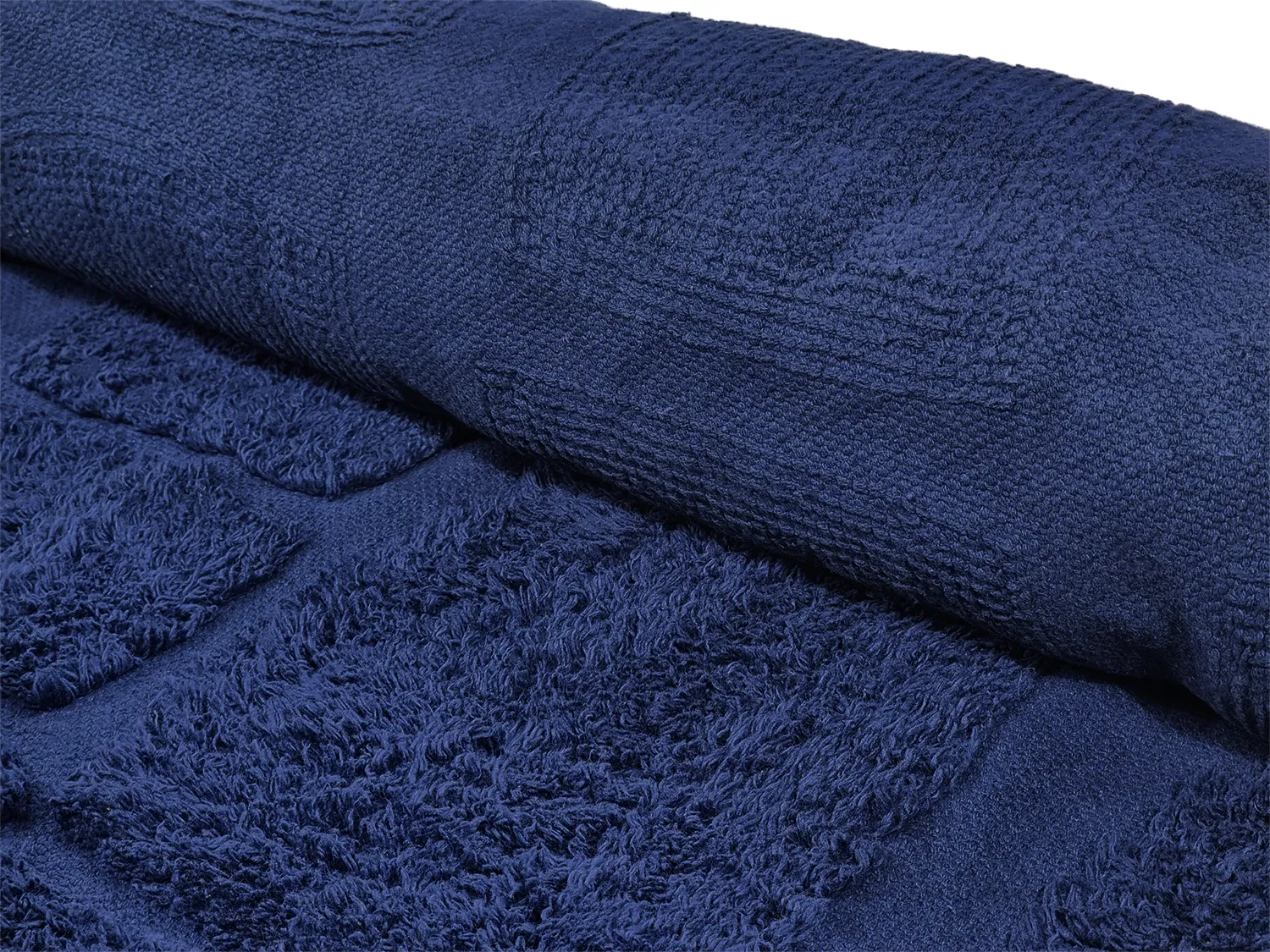 Ronde vloerkleden - Salem Natural Cotton Shaggy (donkerblauw)
