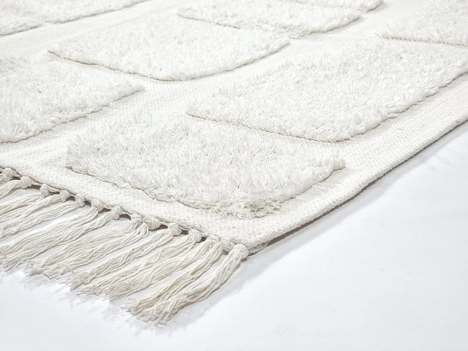 Hoogpolig vloerkleed - Salem Natural Cotton Shaggy (offwhite)