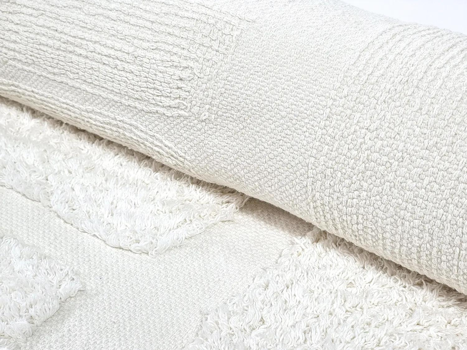 Hoogpolig vloerkleed - Salem Natural Cotton Shaggy (offwhite)