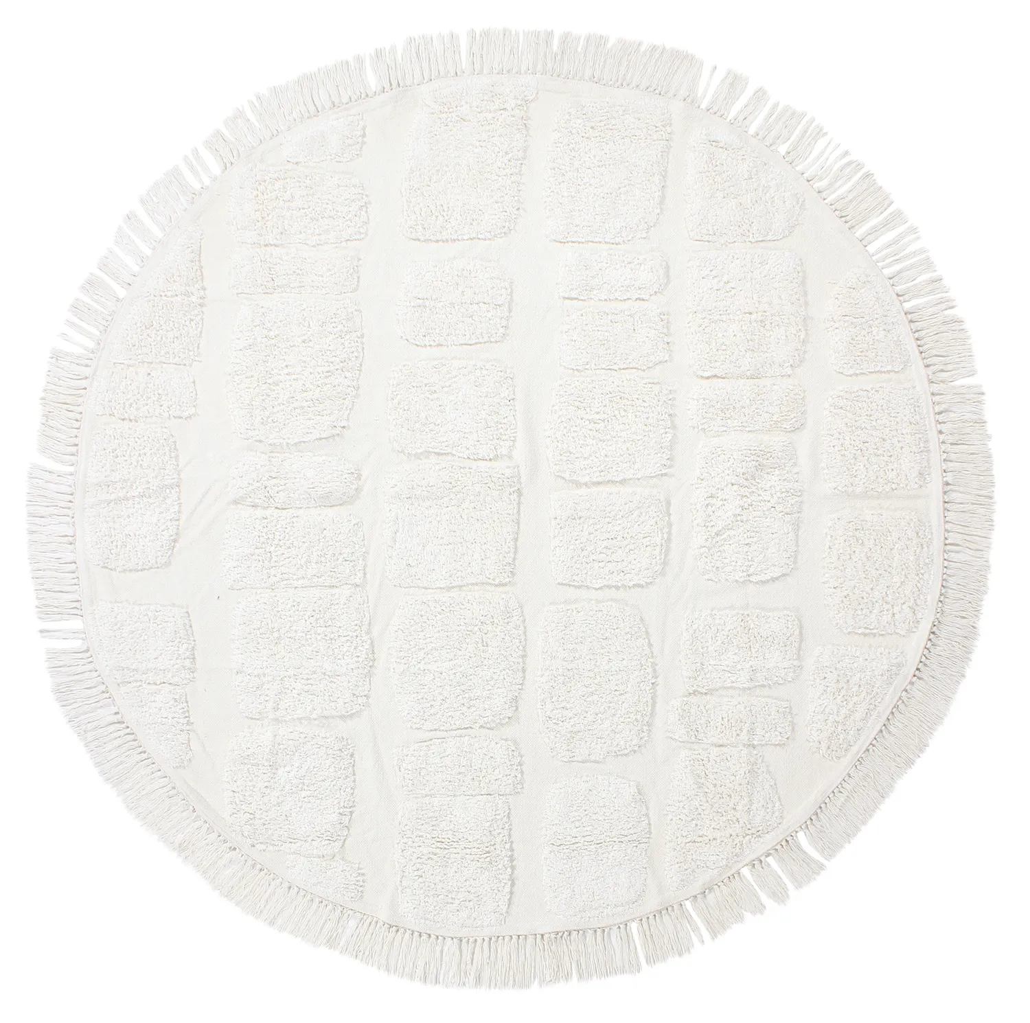 Ronde vloerkleden - Salem Natural Cotton Shaggy (offwhite)
