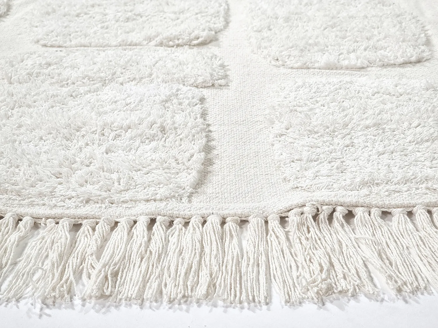Ronde vloerkleden - Salem Natural Cotton Shaggy (offwhite)