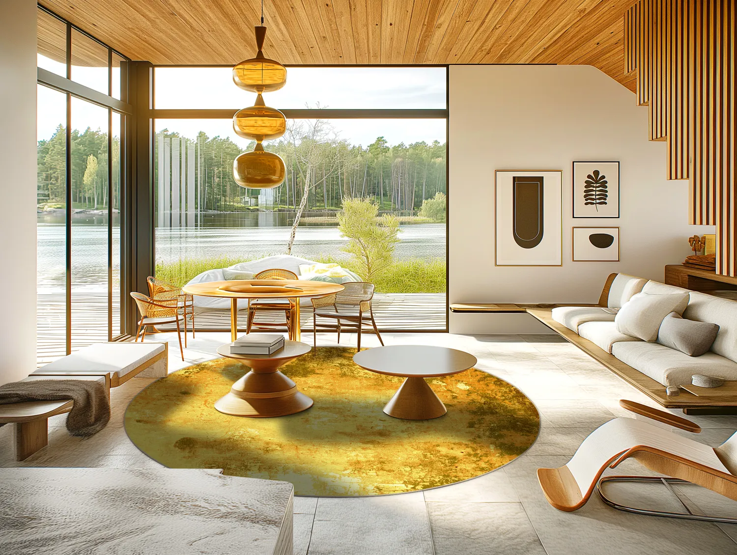 Rond vloerkleed - Salitto (goud)