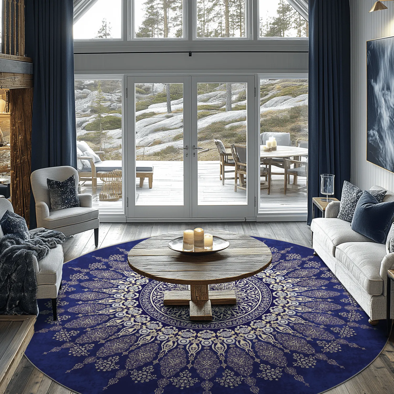 Rond vloerkleed - Sandrigo (blauw/beige)