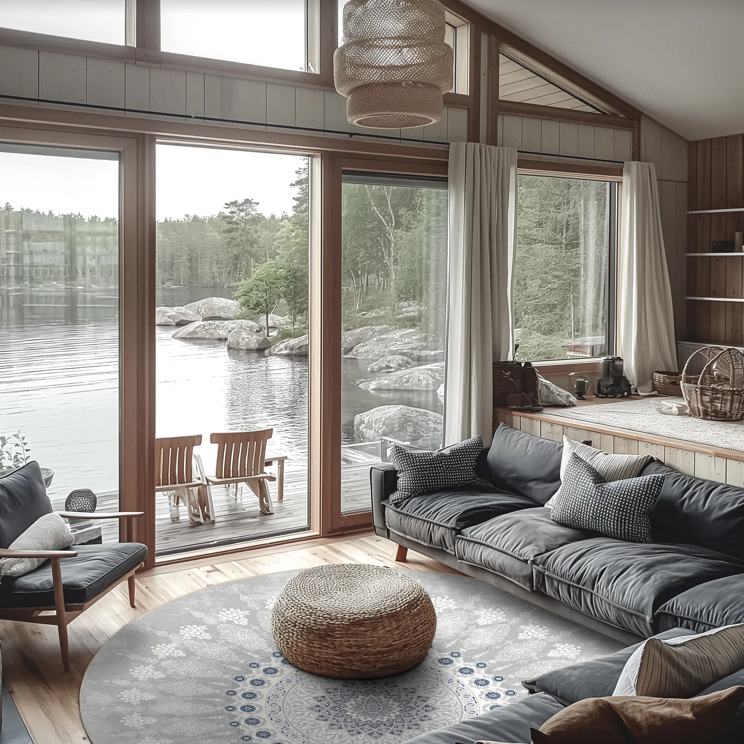 Rond vloerkleed - Sandrigo (grijs/wit)