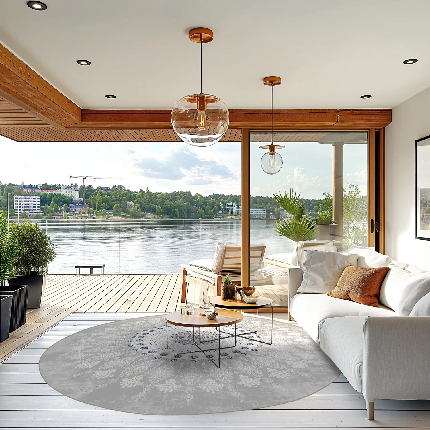 Rond vloerkleed - Sandrigo (grijs/wit)