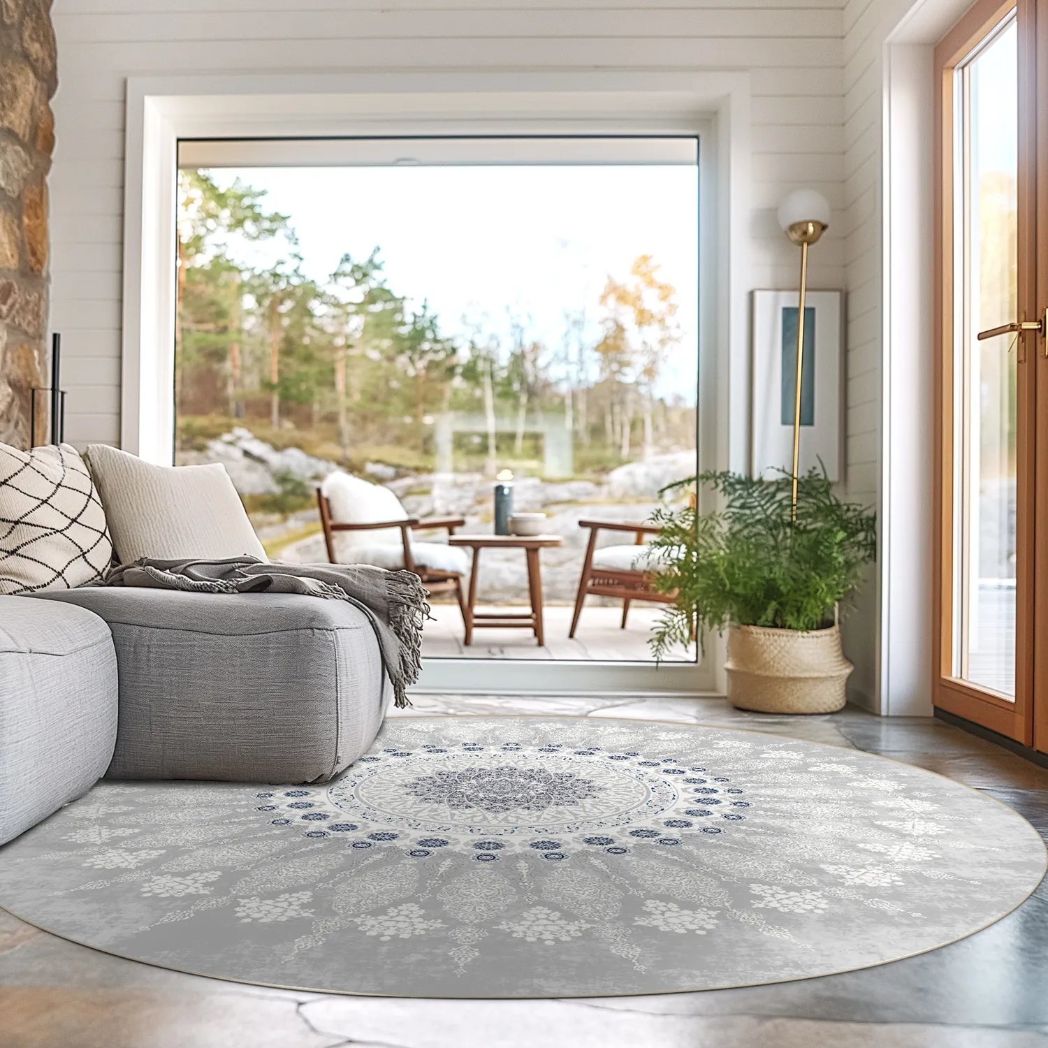 Rond vloerkleed - Sandrigo (grijs/wit)