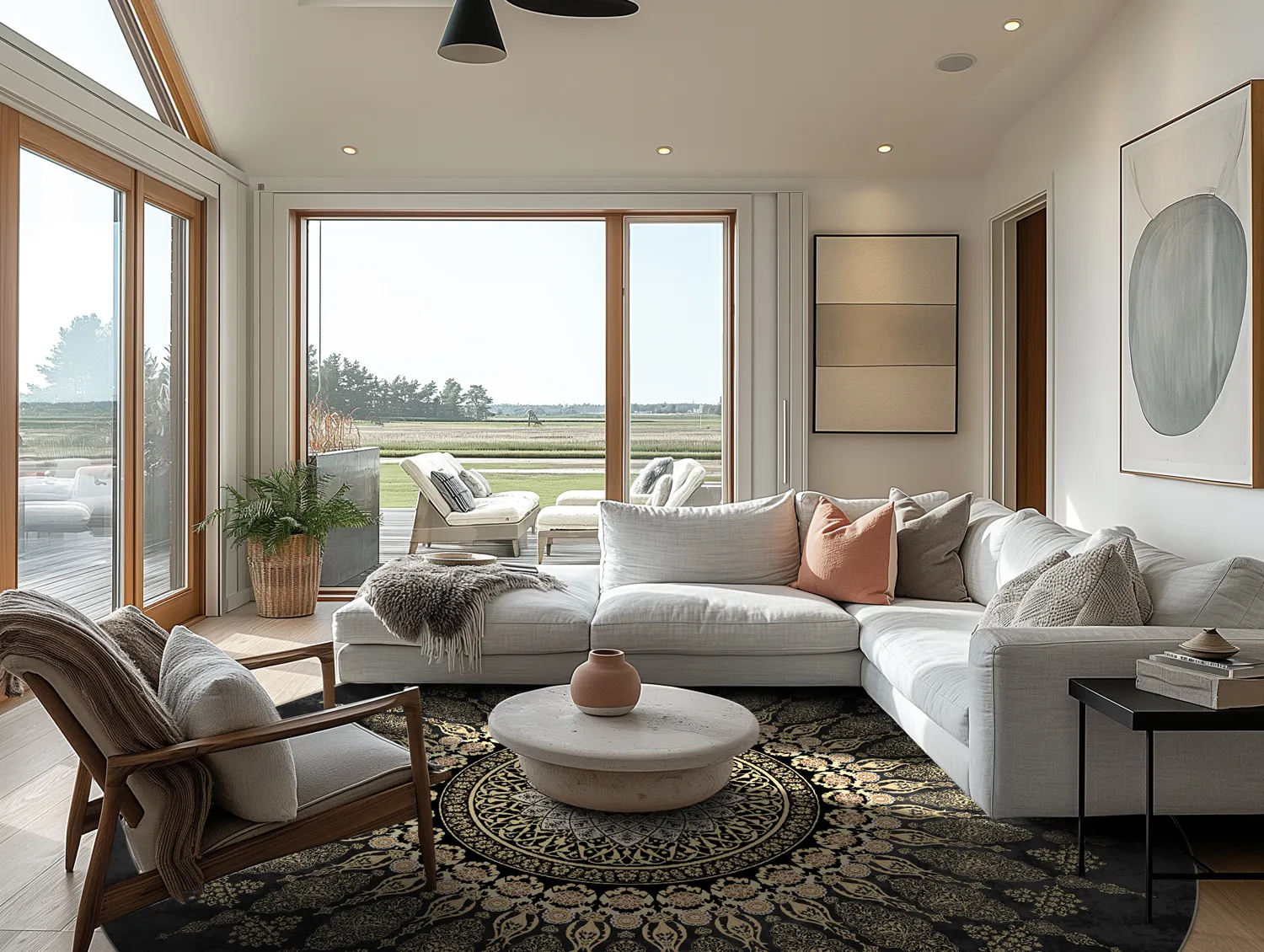 Rond vloerkleed - Sandrigo (zwart/goud)