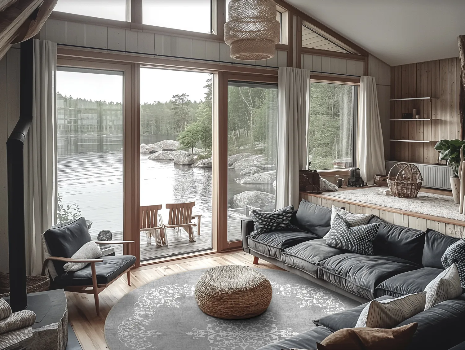 Rond vloerkleed - Santi (grijs/wit)