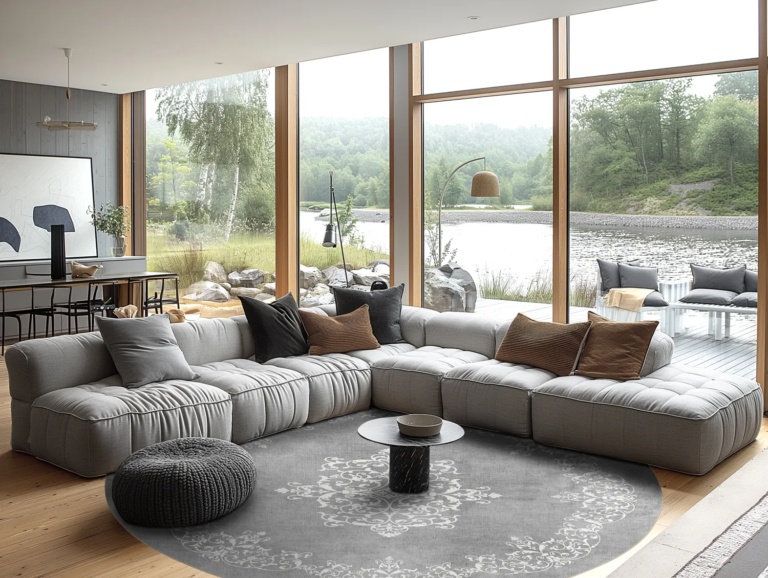 Rond vloerkleed - Santi (grijs/wit)