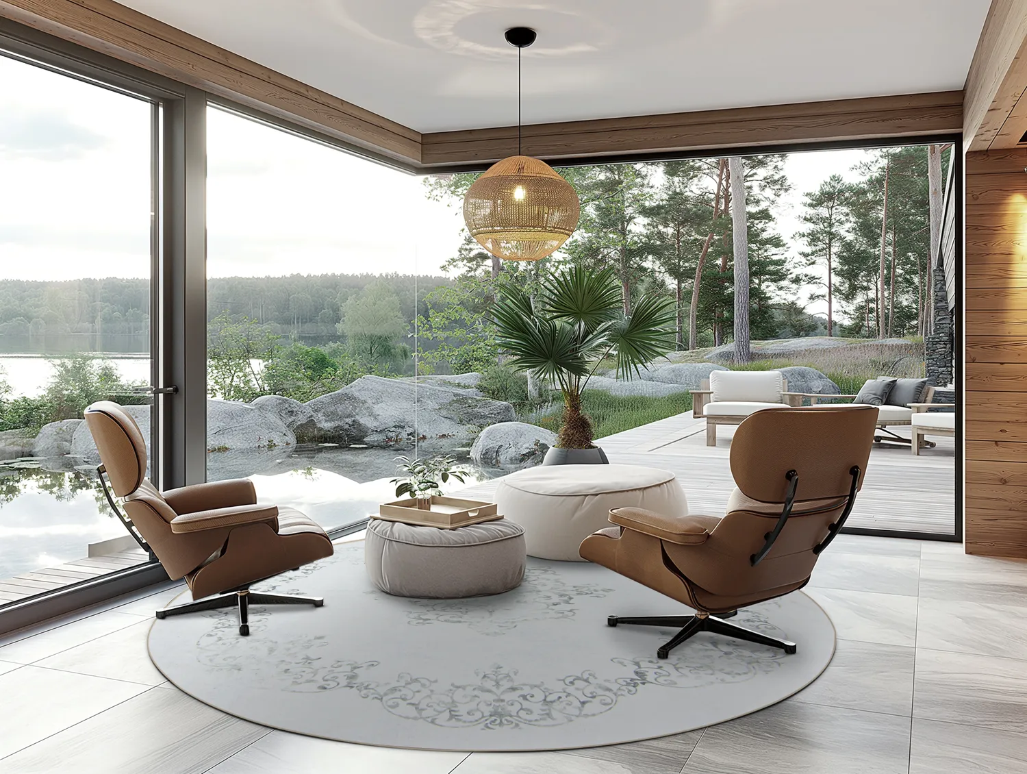 Rond vloerkleed - Santi (wit/grijs)