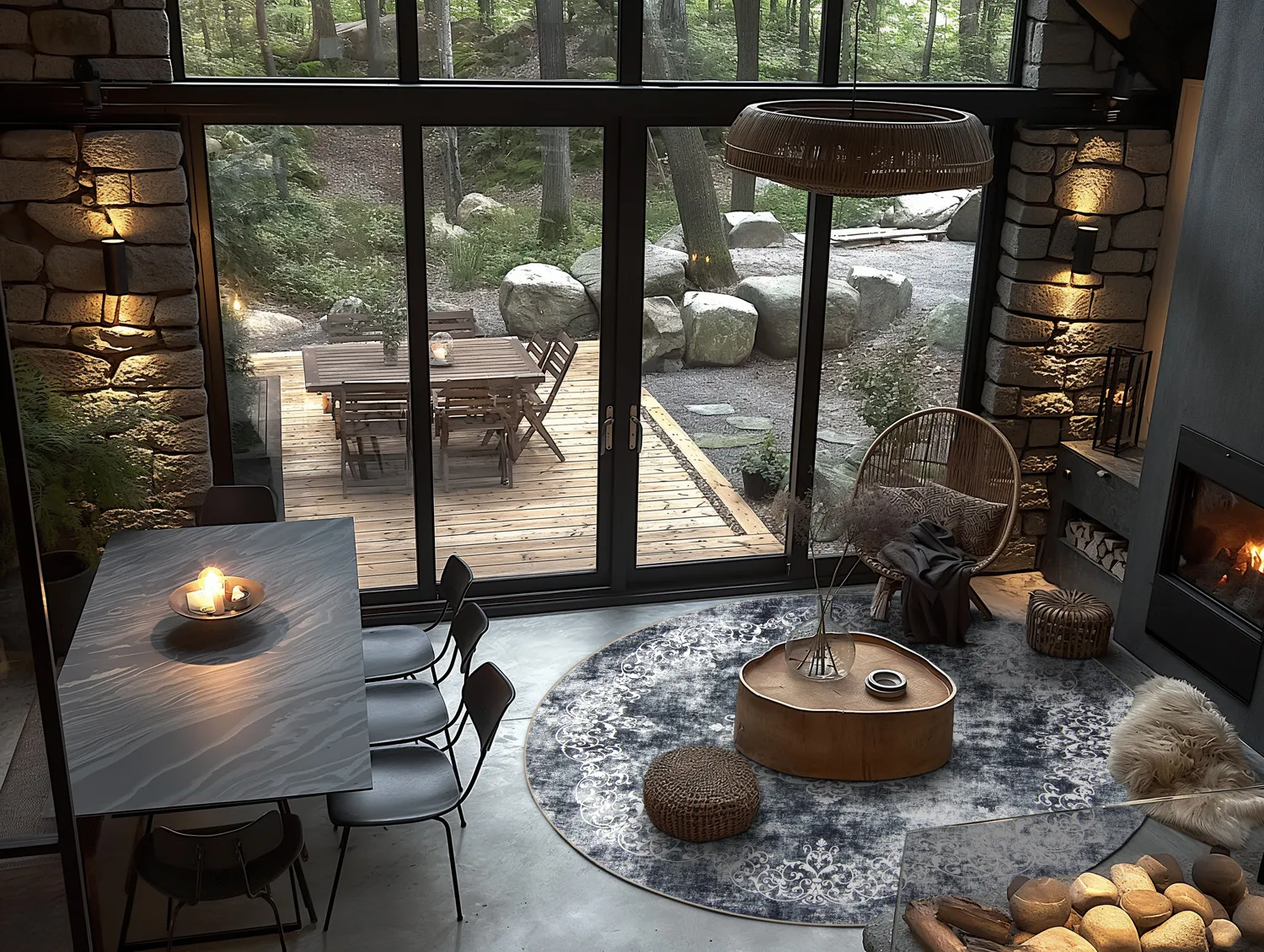 Rond vloerkleed - Santi (blauwachtig grijs/wit)