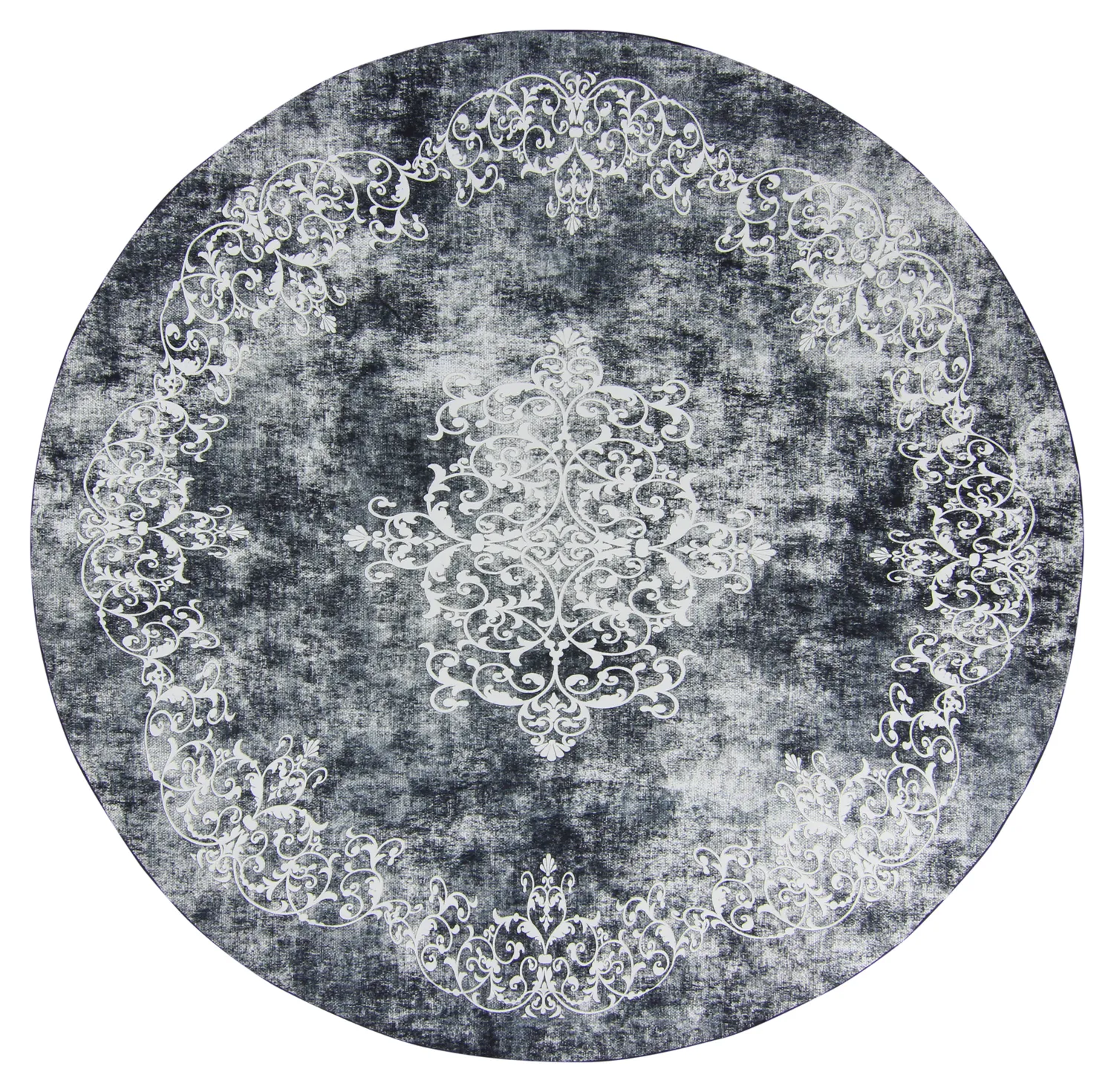 Rond vloerkleed - Santi (blauwachtig grijs/wit)