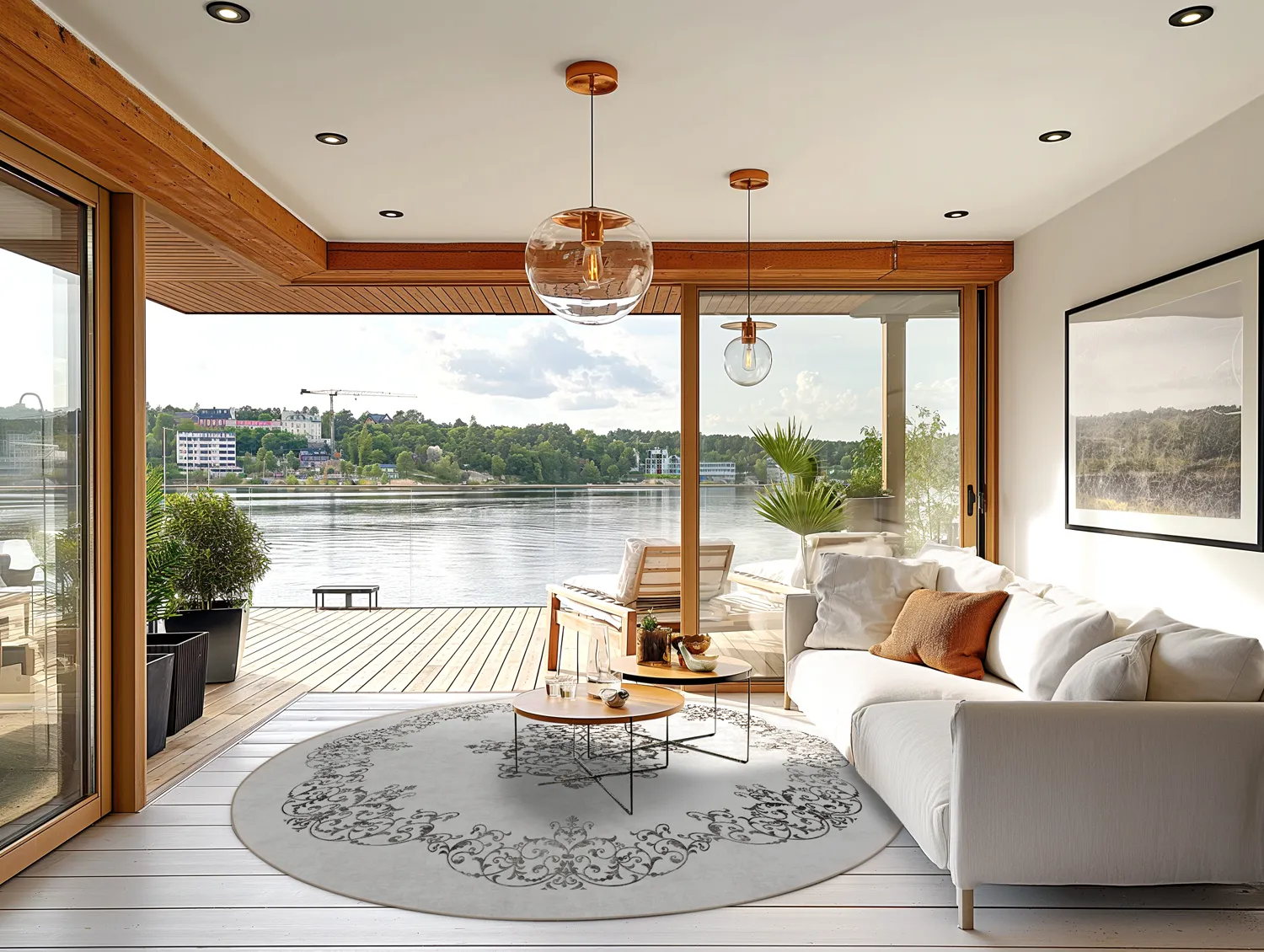 Rond vloerkleed - Santi (wit/zwart)