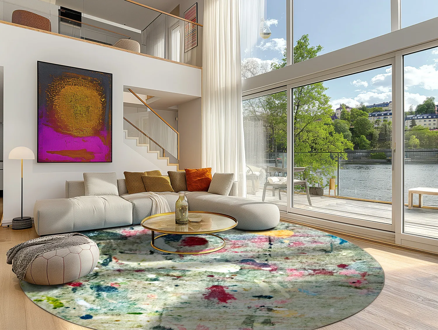 Rond vloerkleed - Satriano (grijs/multi)