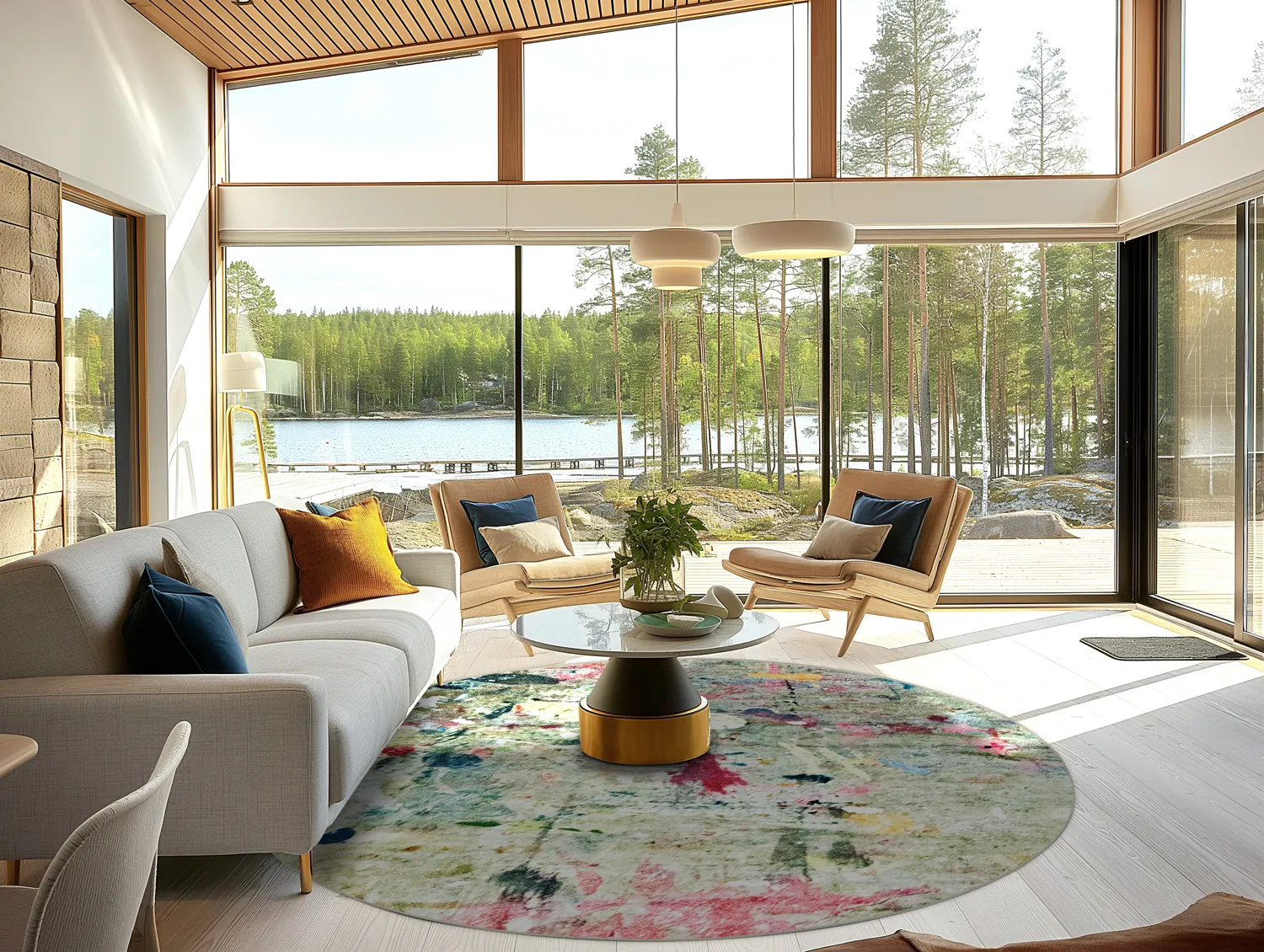 Rond vloerkleed - Satriano (grijs/multi)