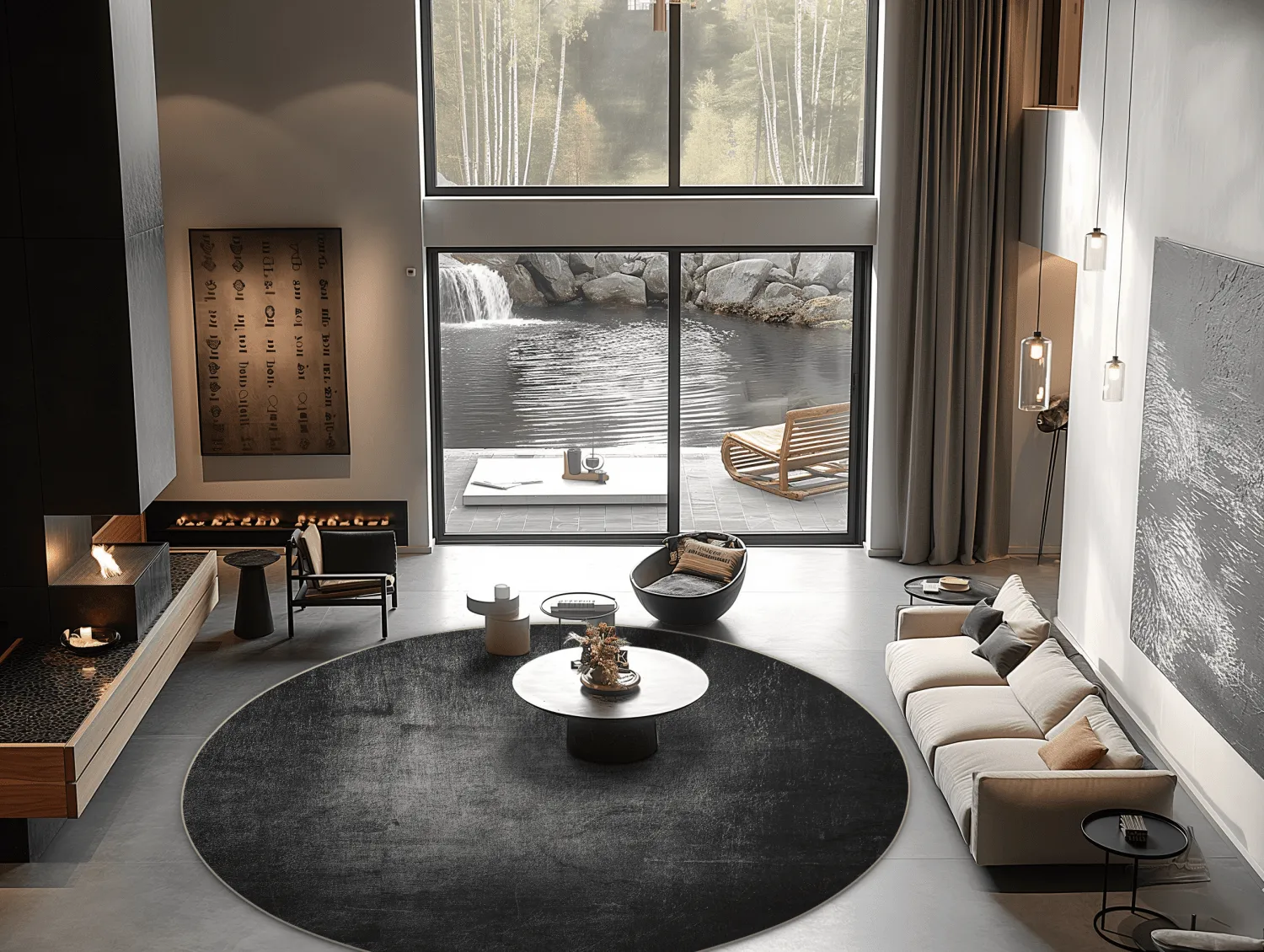 Rond vloerkleed - Serifos (donker grijs)