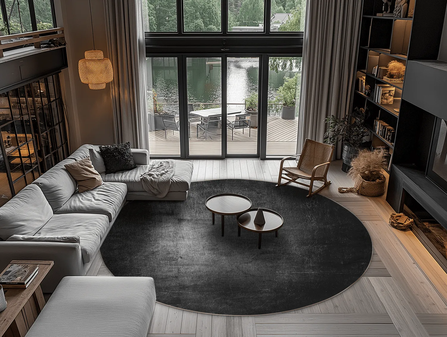 Rond vloerkleed - Serifos (donker grijs)