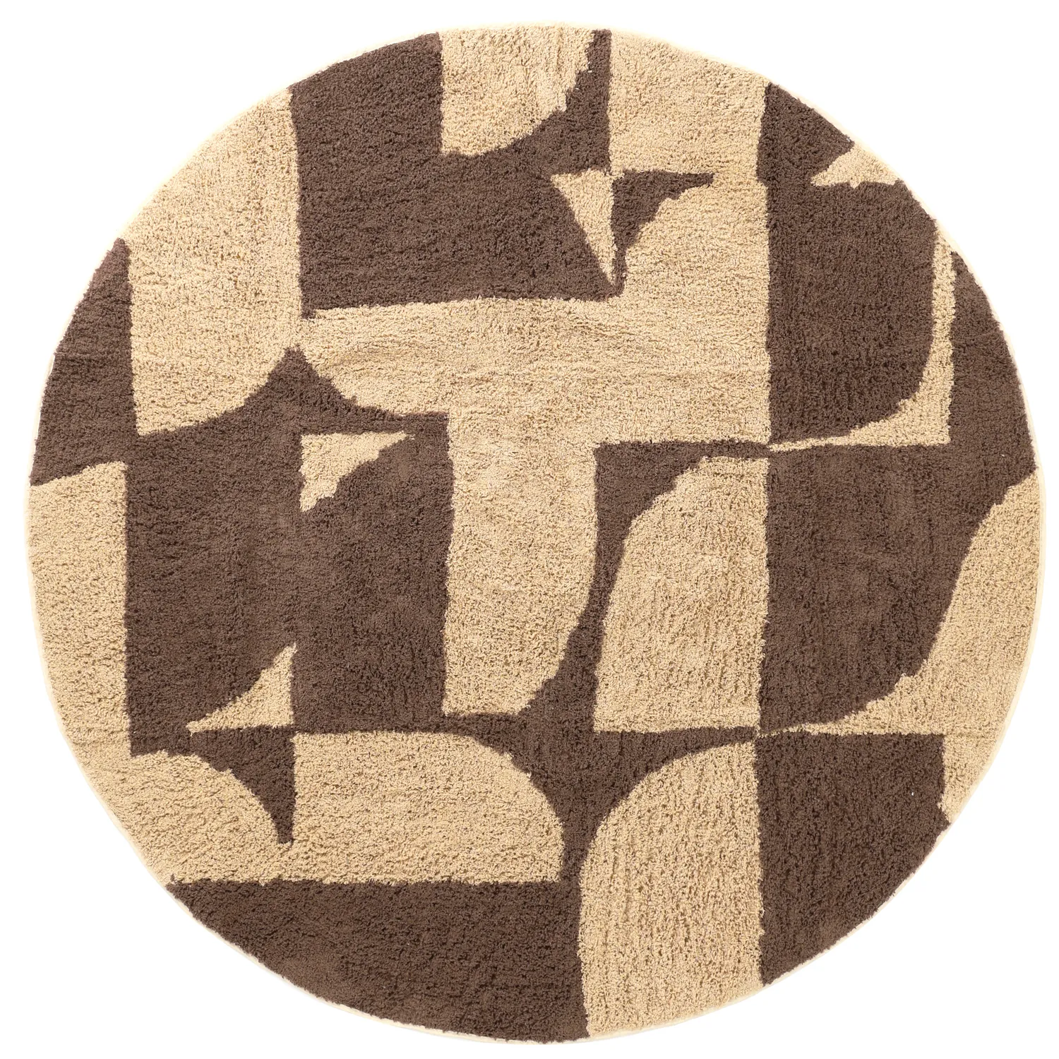 Rond vloerkleed - Siberia Natural Cotton Shaggy (beige/bruin)