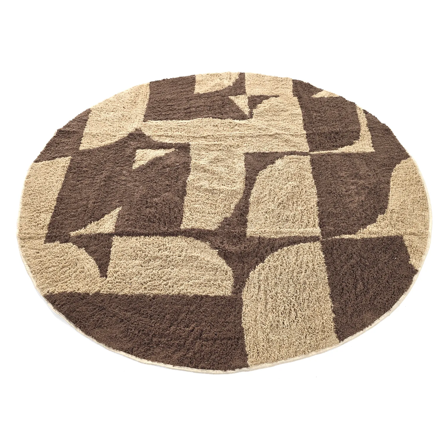 Rond vloerkleed - Siberia Natural Cotton Shaggy (beige/bruin)