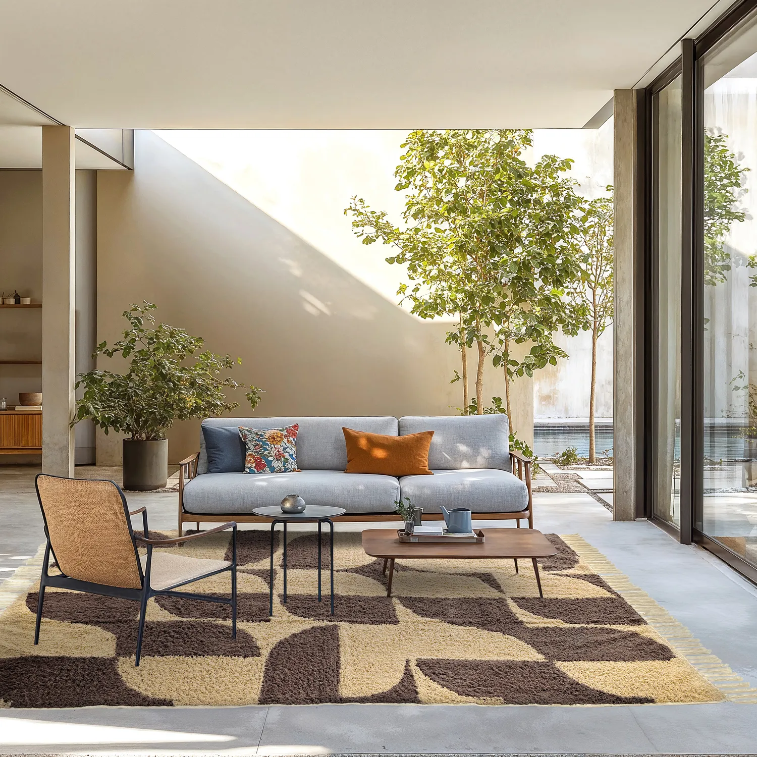 Hoogpolig vloerkleed - Siberia Natural Cotton Shaggy (beige/bruin)